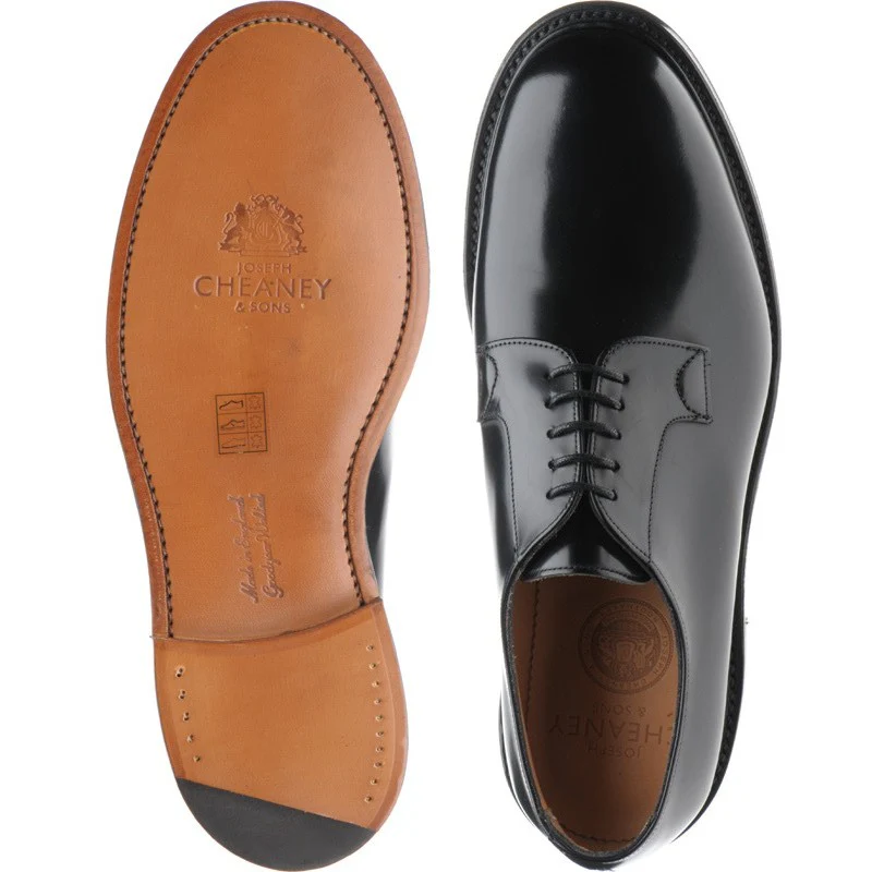 Cheaney Wye II mens Derby shoes in black hi-shine - Image 3