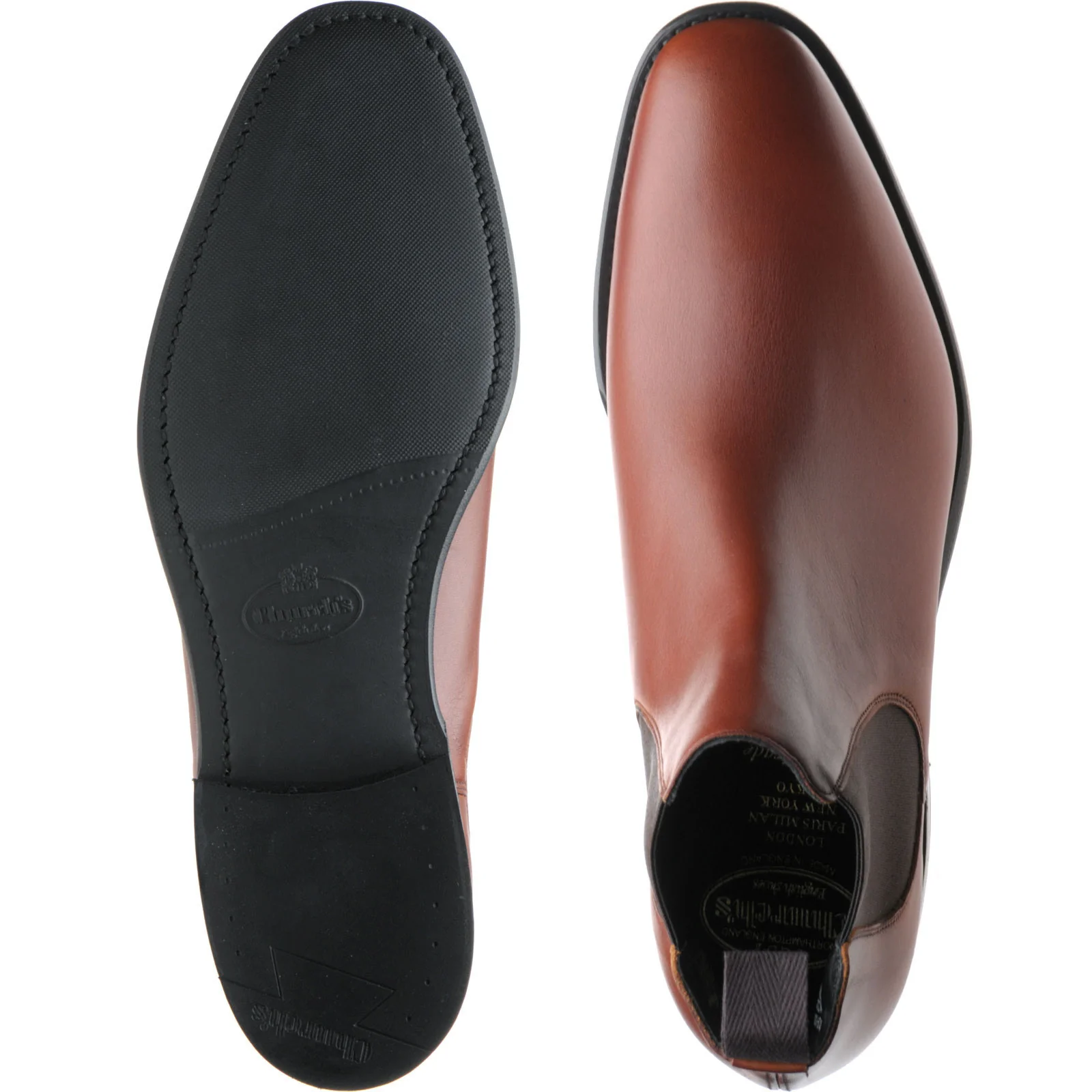 Church Prenton mens rubber-soled Chelsea boots in brandy calf - Image 3