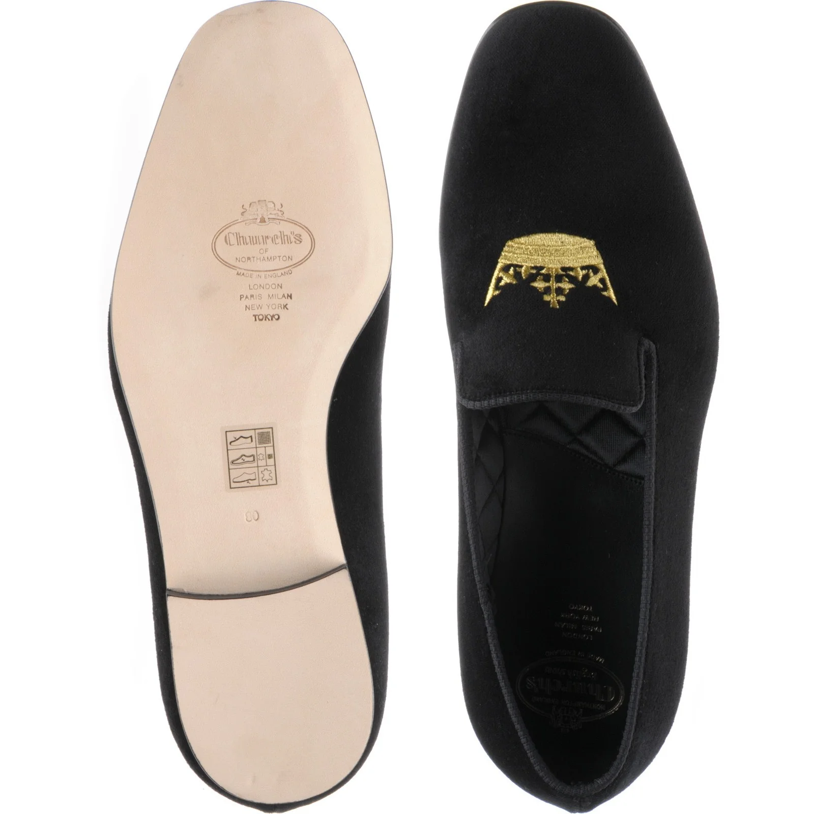 Church Sovereign slippers in black velvet - Image 3