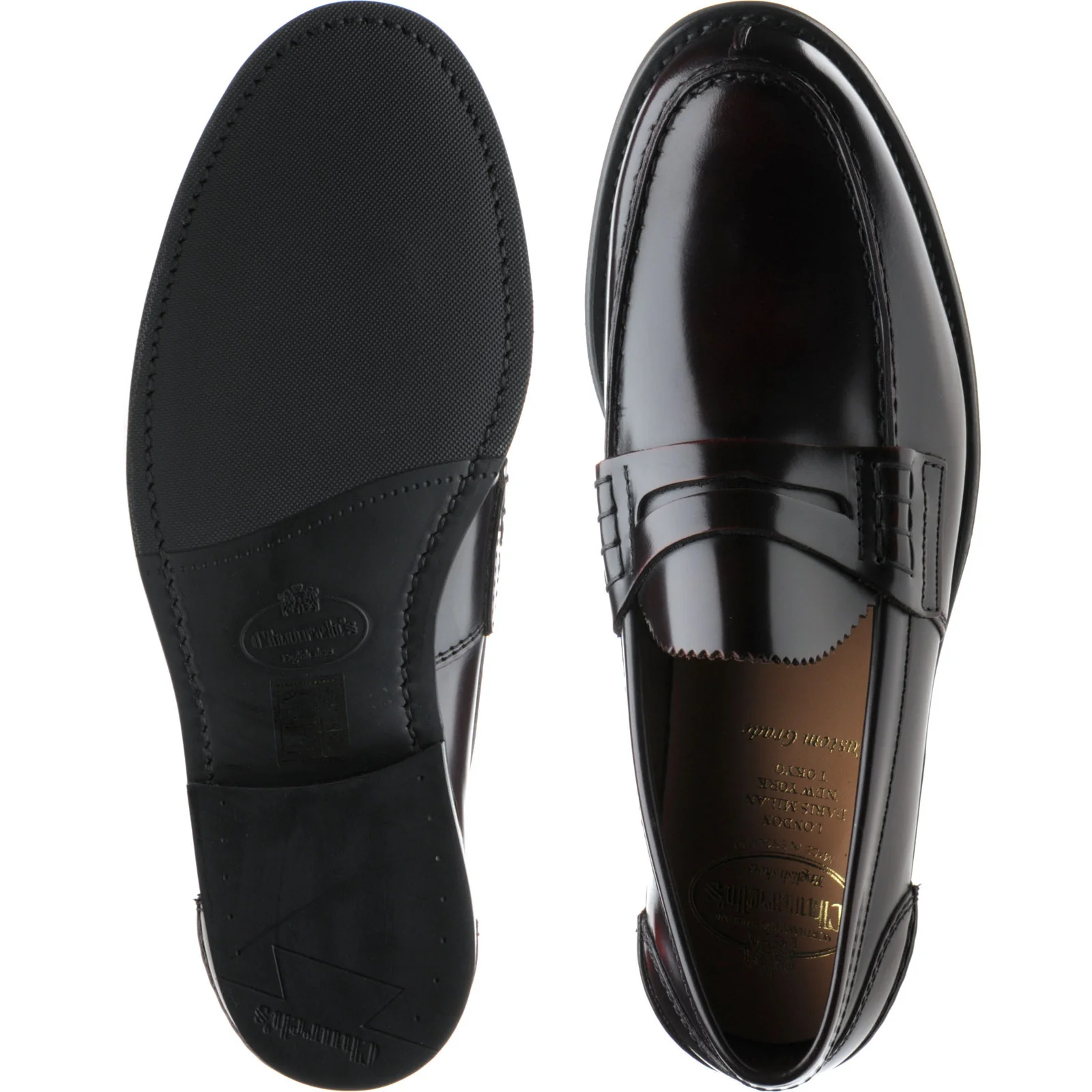 Church Tunbridge R mens rubber-soled loafers in burgundy - Image 3