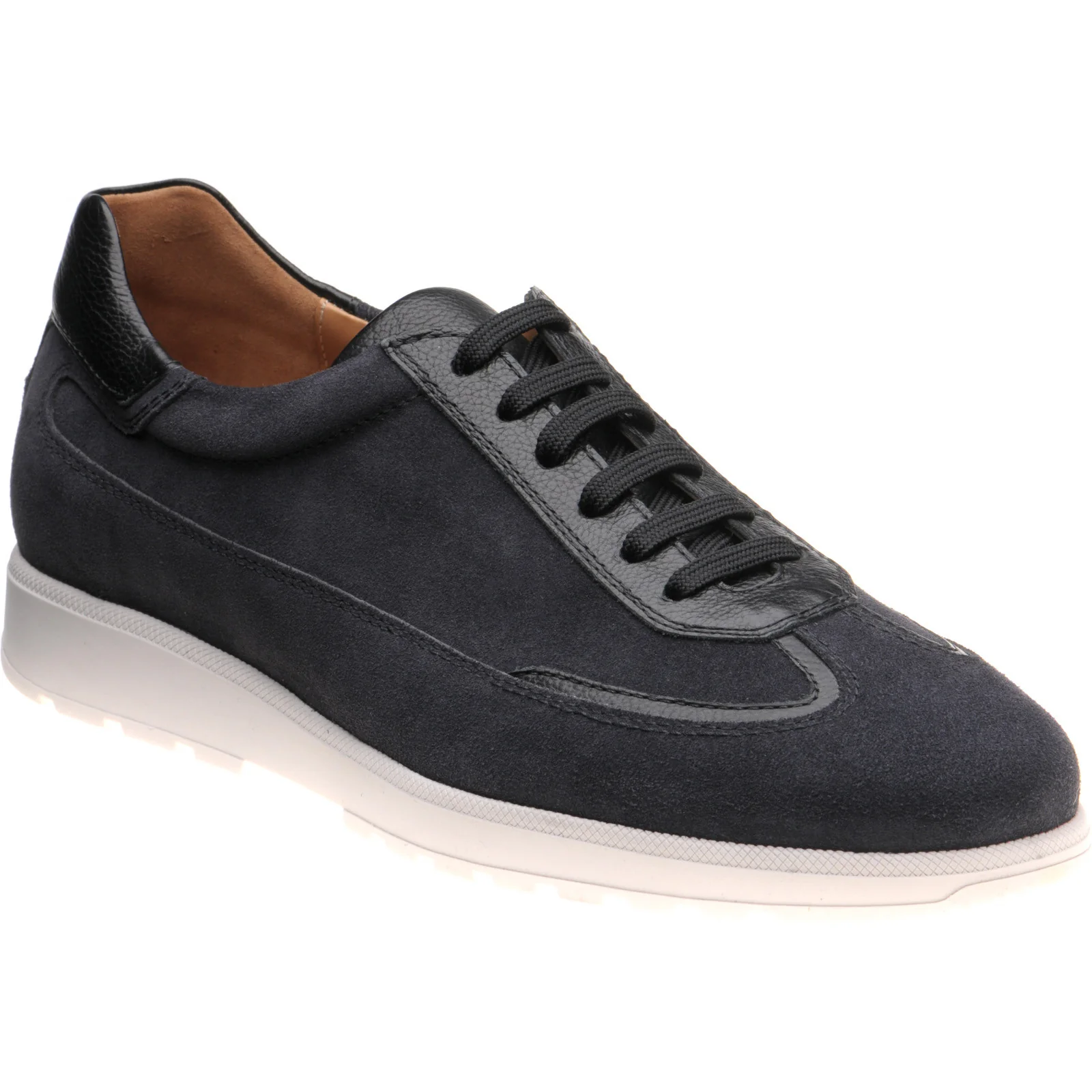 Herring Algarve mens rubber-soled trainers in navy suede and black grain