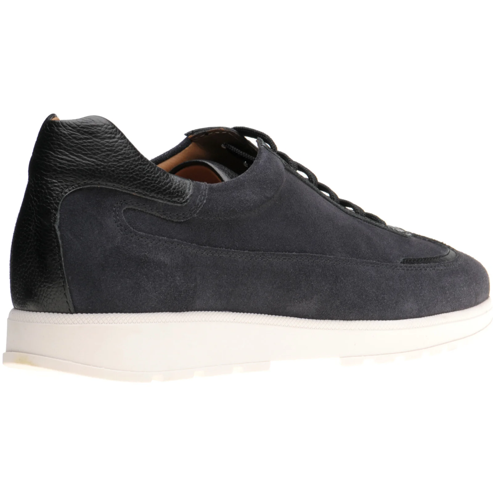Herring Algarve mens rubber-soled trainers in navy suede and black grain - Image 4