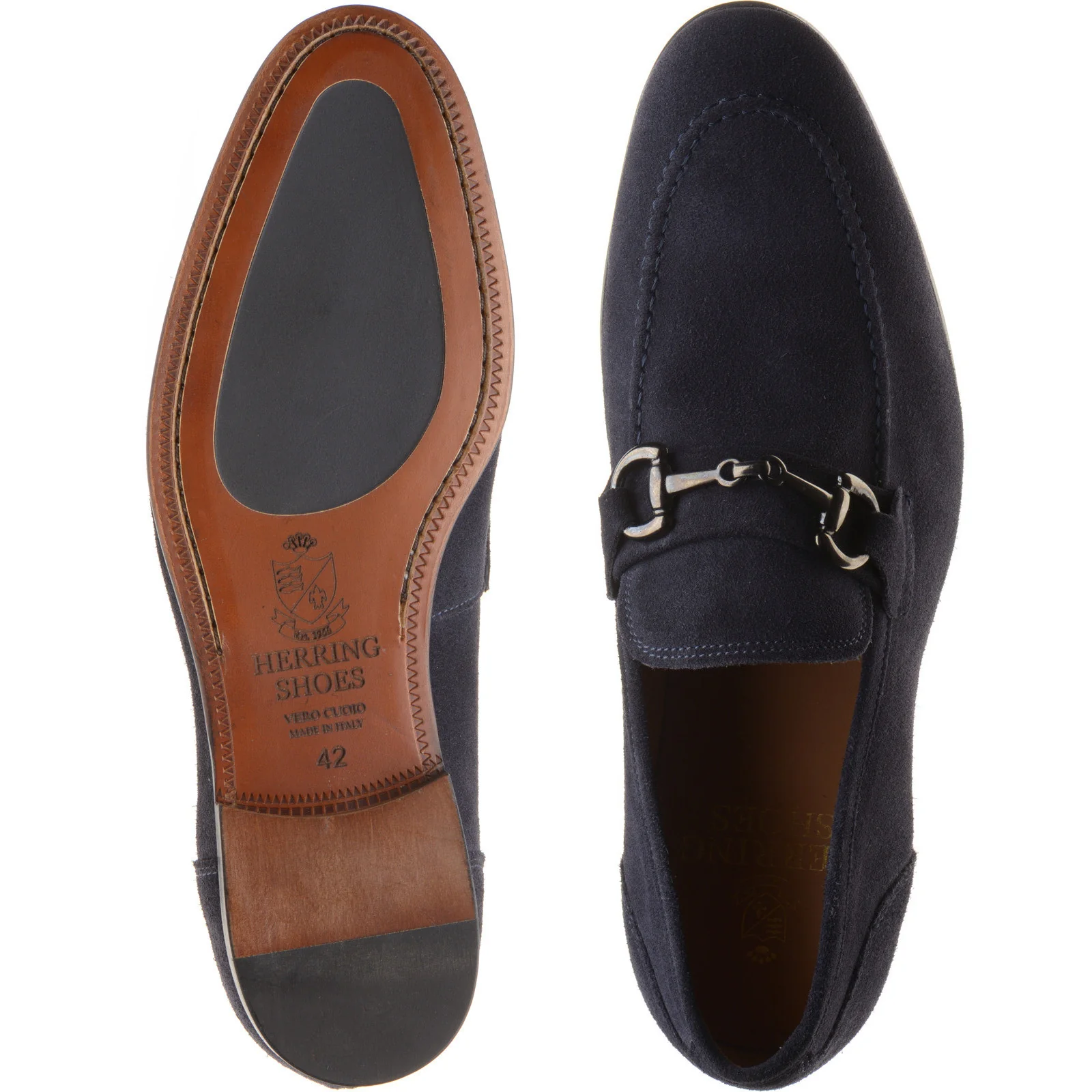 Herring Ancona mens hybrid-soled loafers in blue suede - Image 3