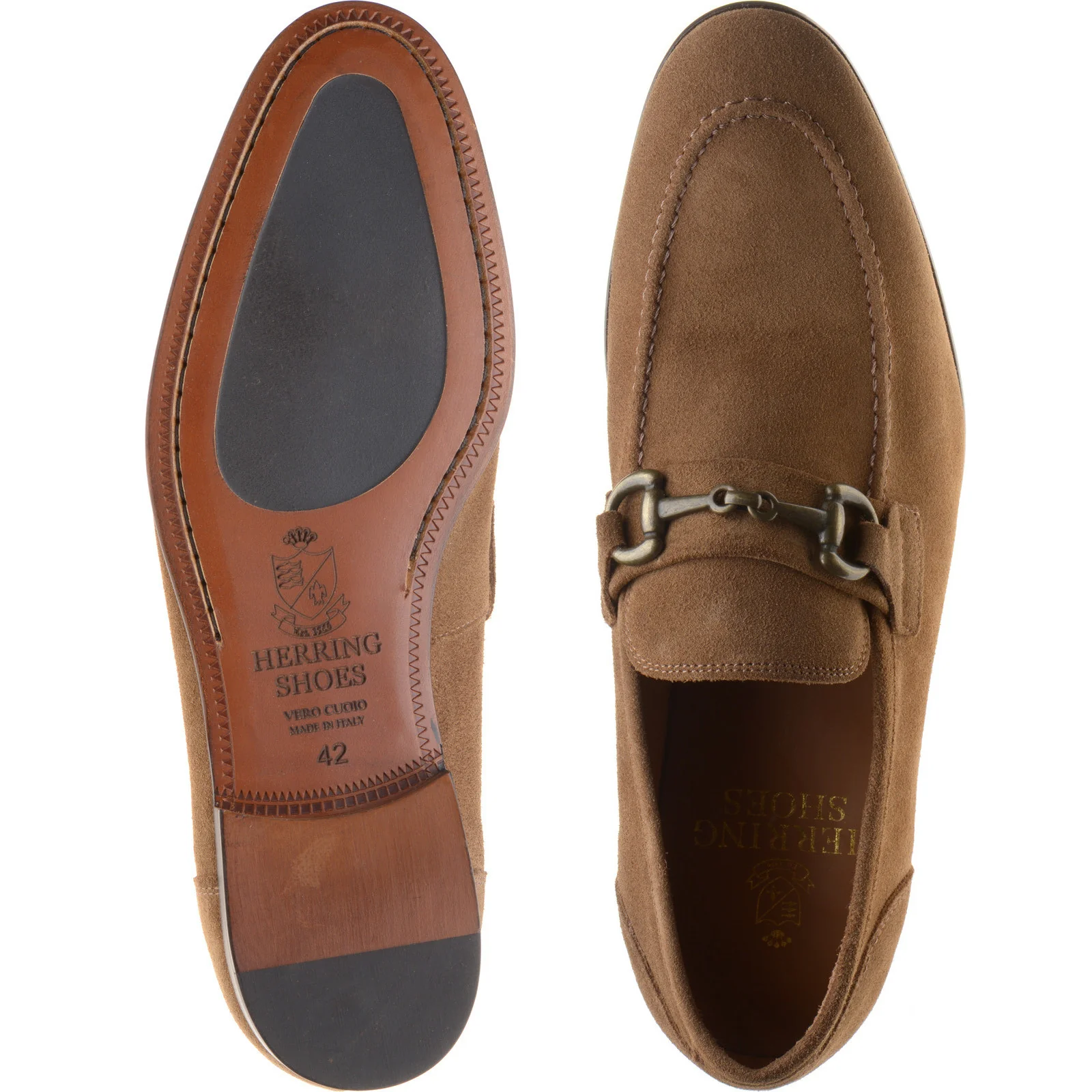 Herring Ancona mens hybrid-soled loafers in taupe suede - Image 3