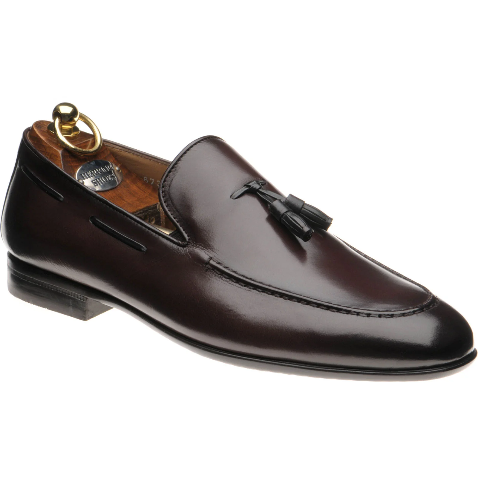 Herring Andalusia mens rubber-soled tasselled loafers in brown calf (second)