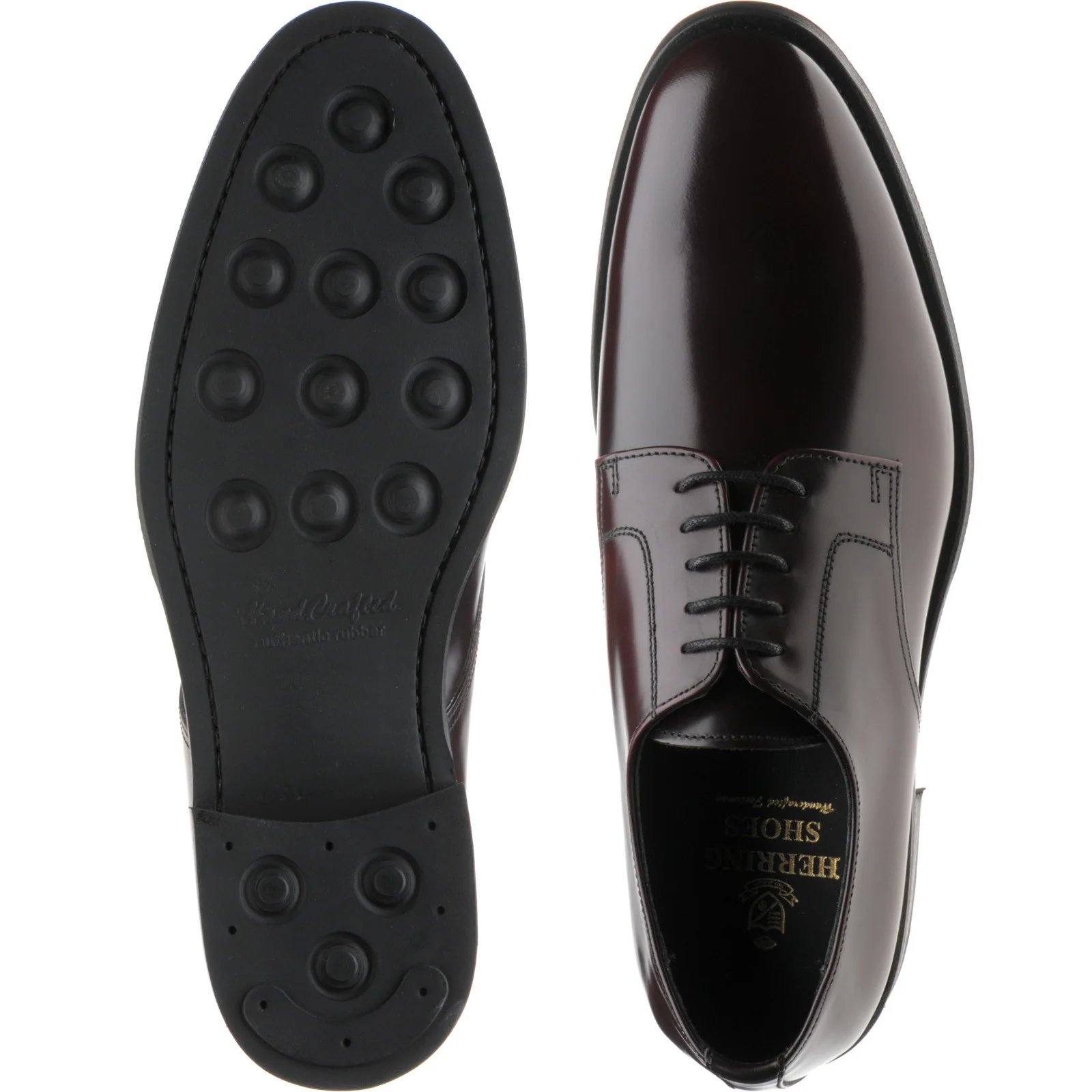 Herring Arundel mens rubber-soled Derby shoes in burgundy polished (second) - Image 3