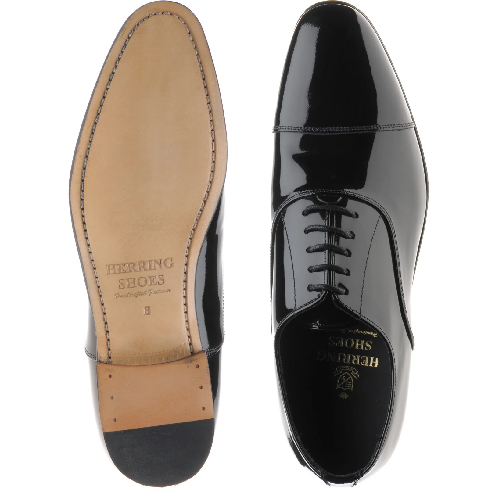 Herring Aston mens Oxfords in black patent - Image 3