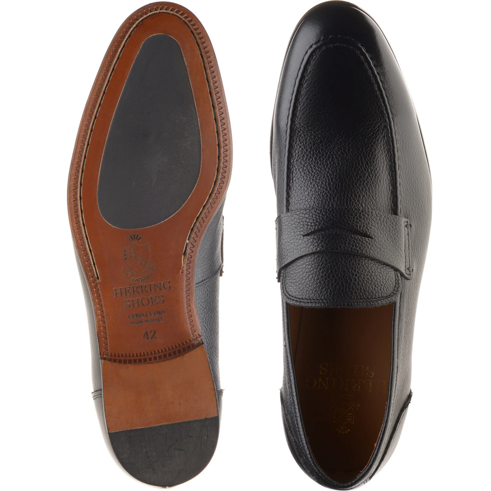 Herring Barbato mens hybrid-soled loafers in black grain - Image 3