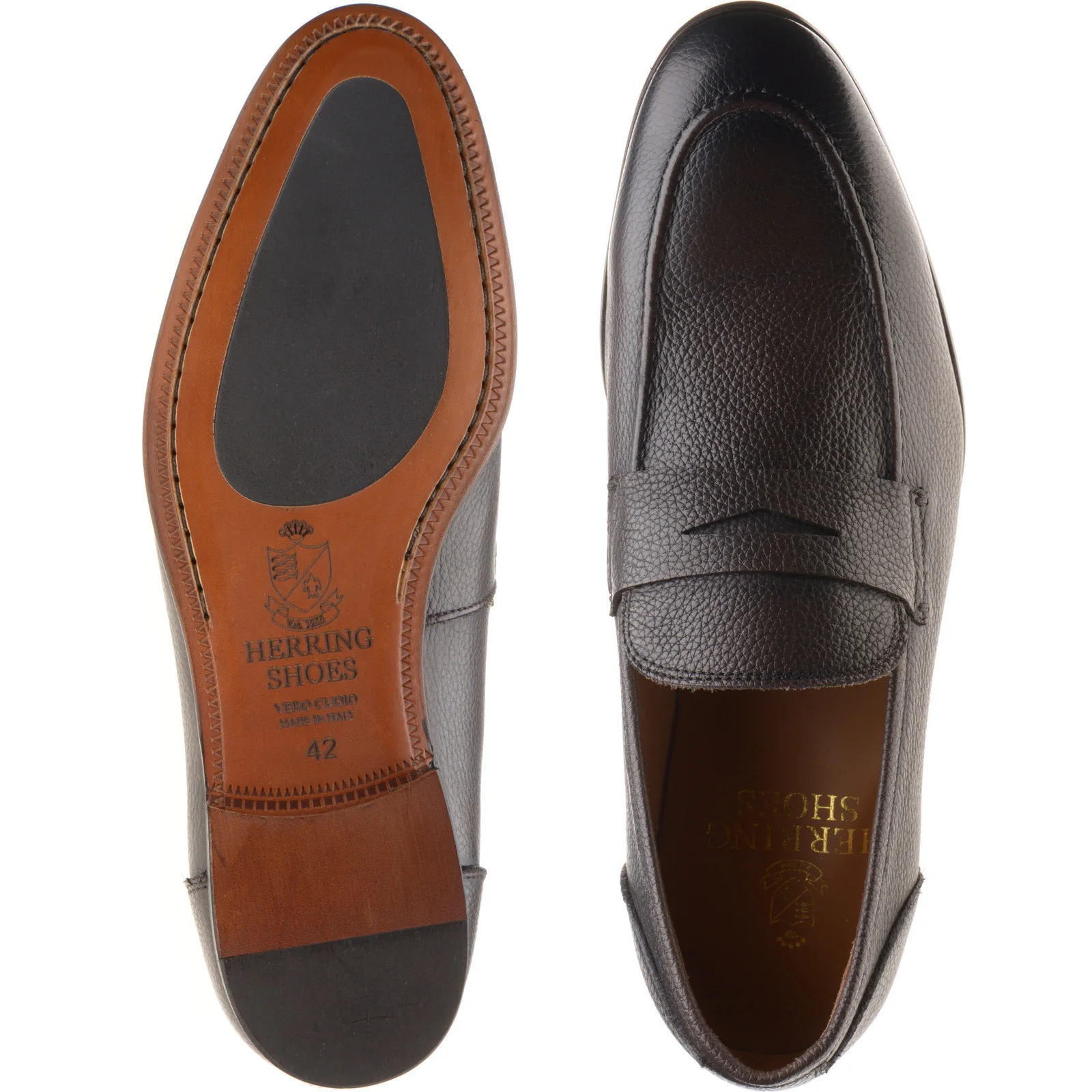 Herring Barbato mens hybrid-soled loafers in brown grain - Image 3
