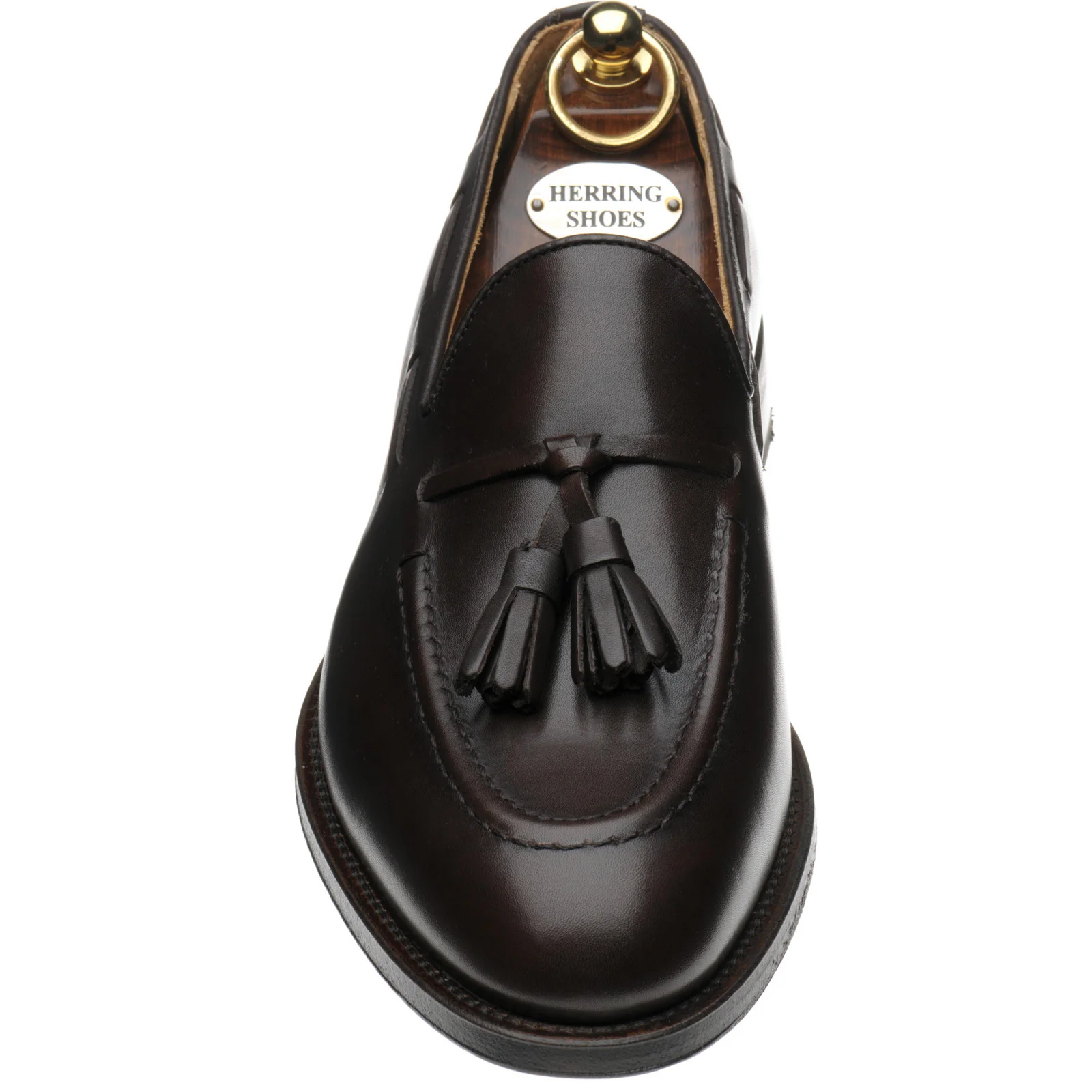Herring Barcelona III mens tasselled loafers in dark brown calf (second) - Image 2