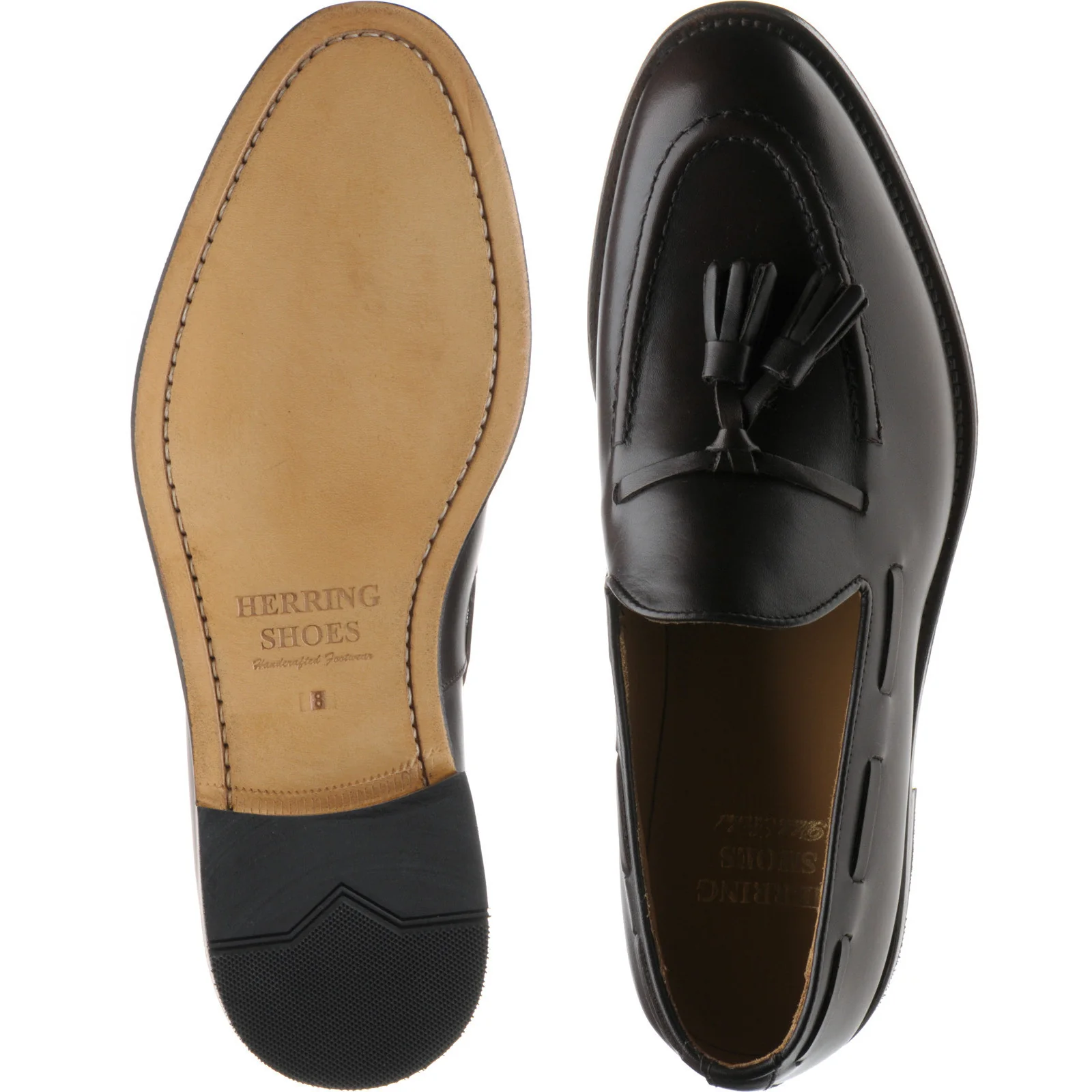 Herring Barcelona III mens tasselled loafers in dark brown calf (second) - Image 3