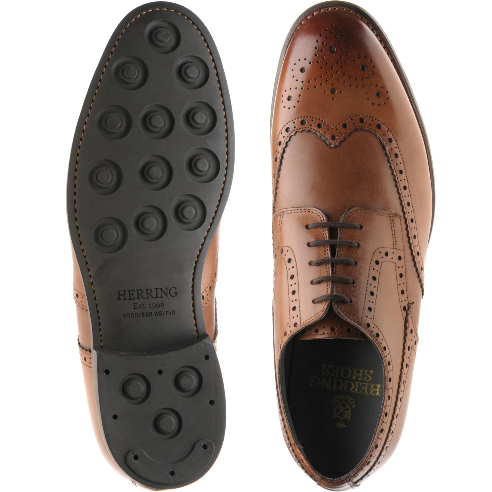Herring Bath mens rubber-soled brogues in cognac calf - Image 3