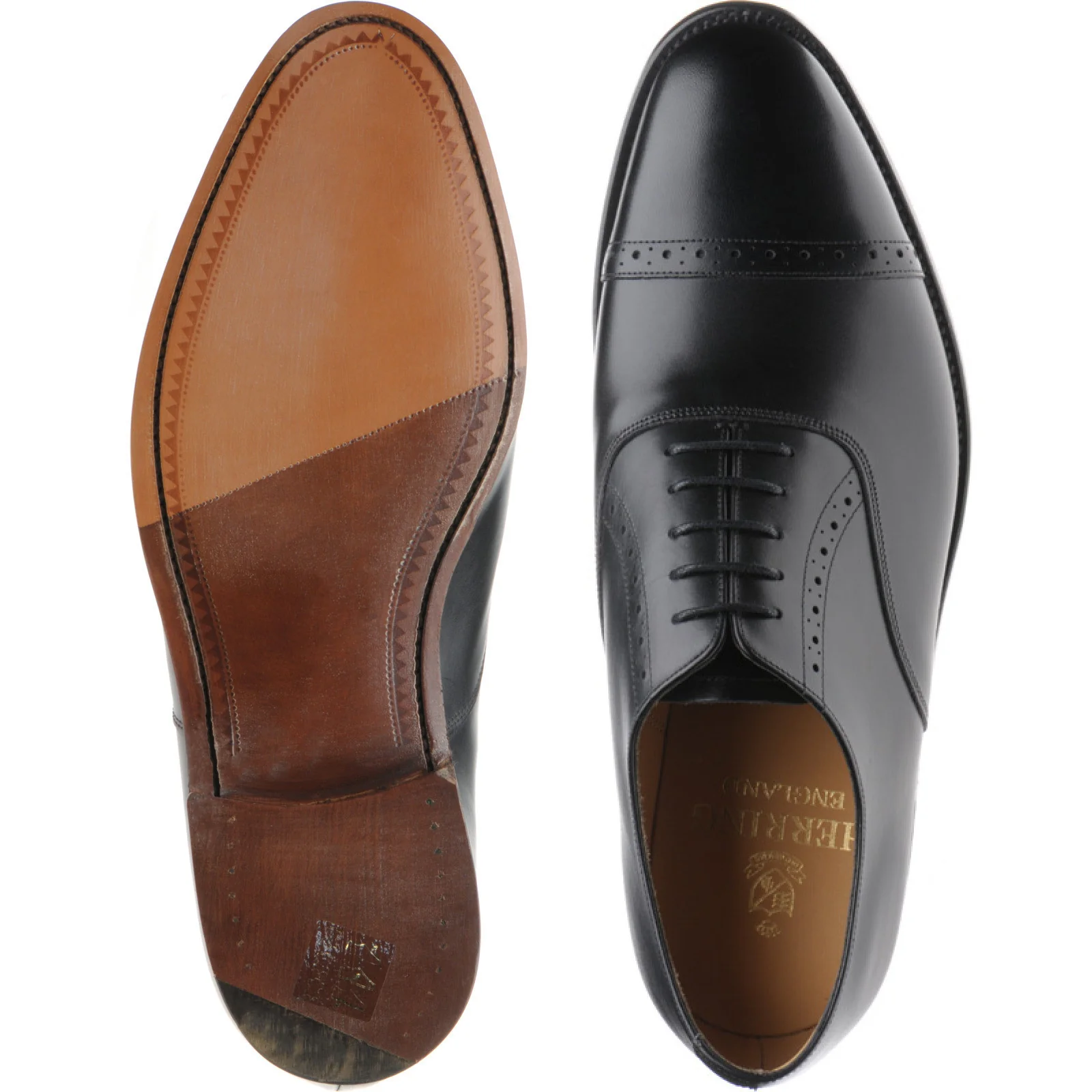 Herring Belgravia mens semi-brogues in black calf - Image 3