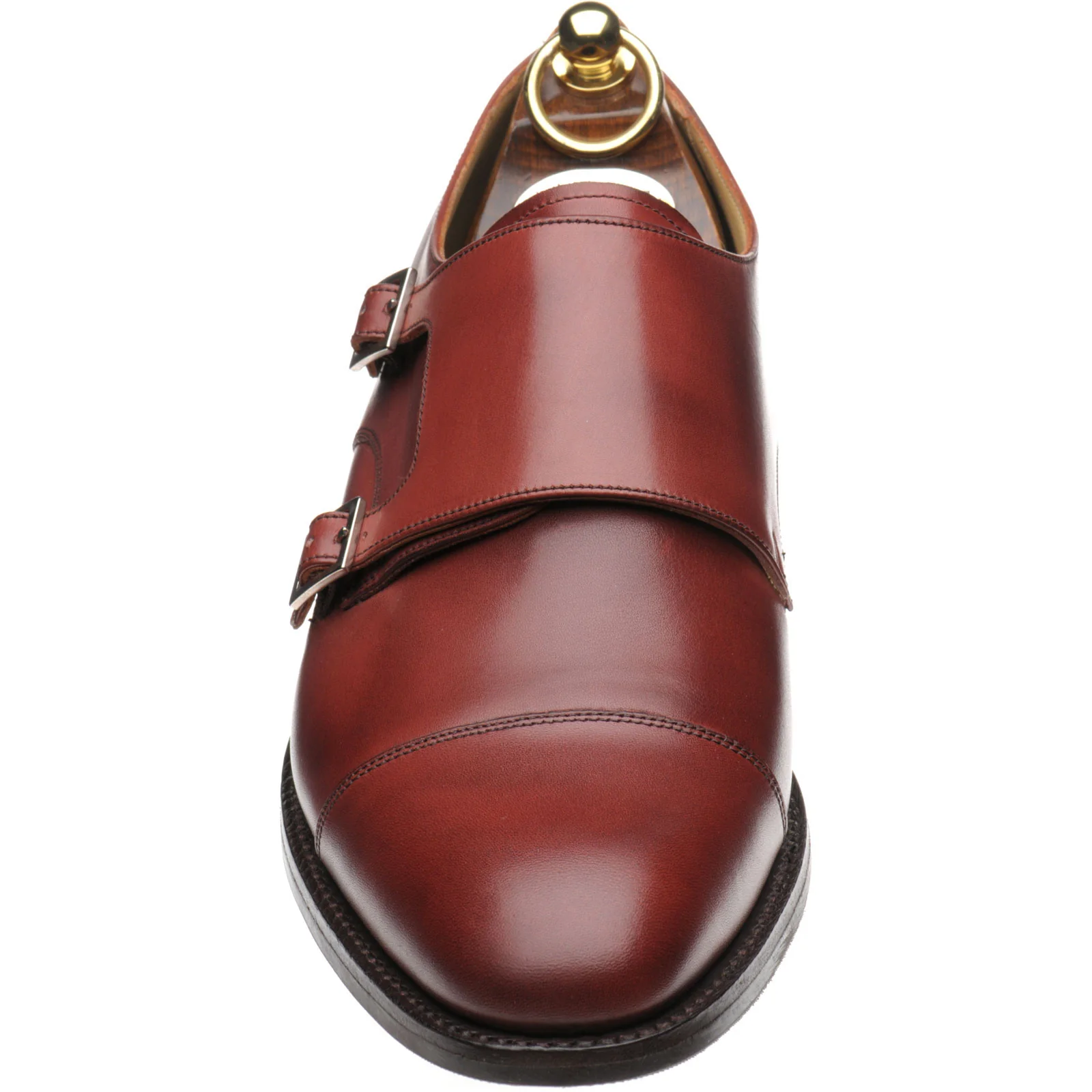 Herring Bishop mens rubber-soled double monk shoes in cherry calf (second) - Image 2