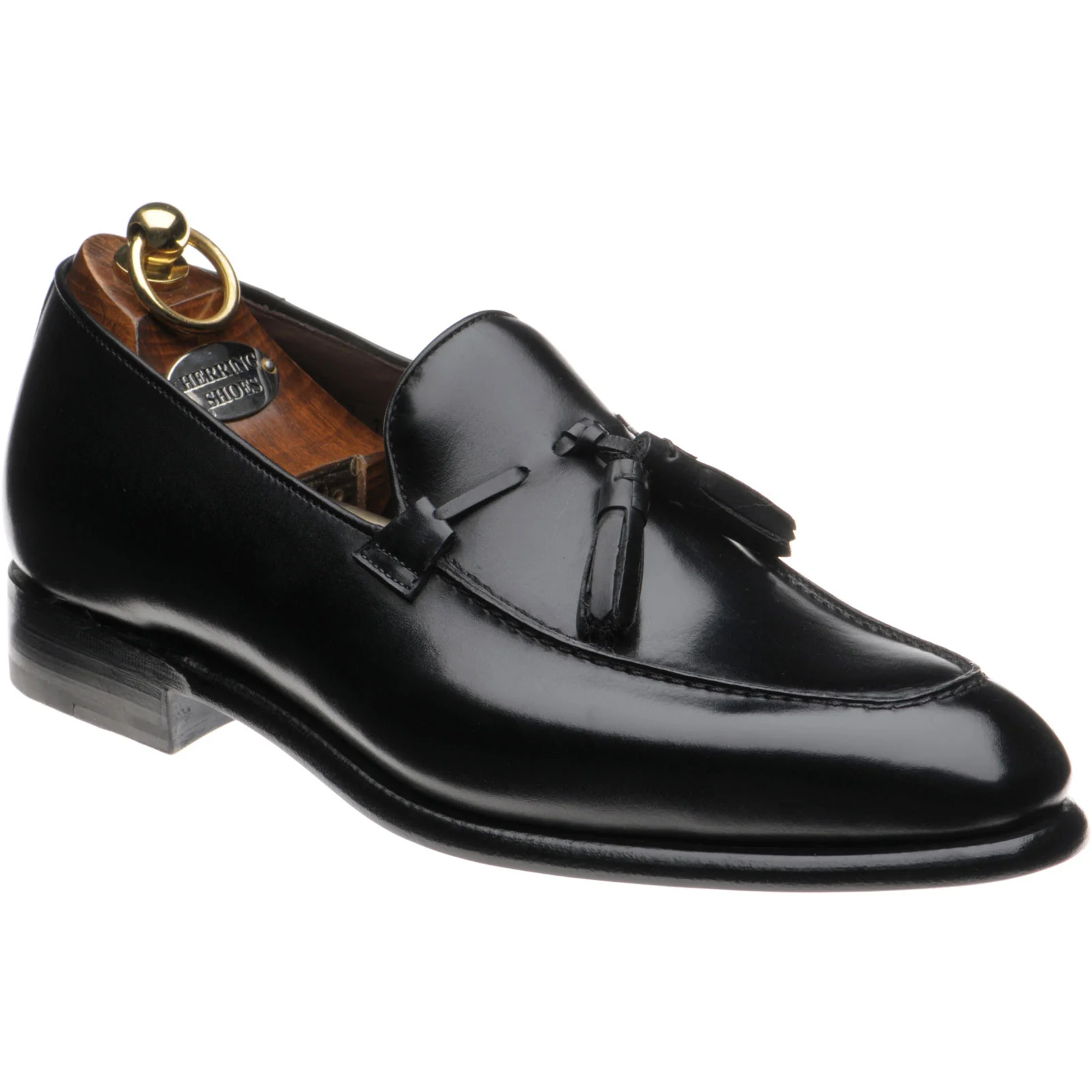Herring Blackheath mens tasselled loafers in black calf
