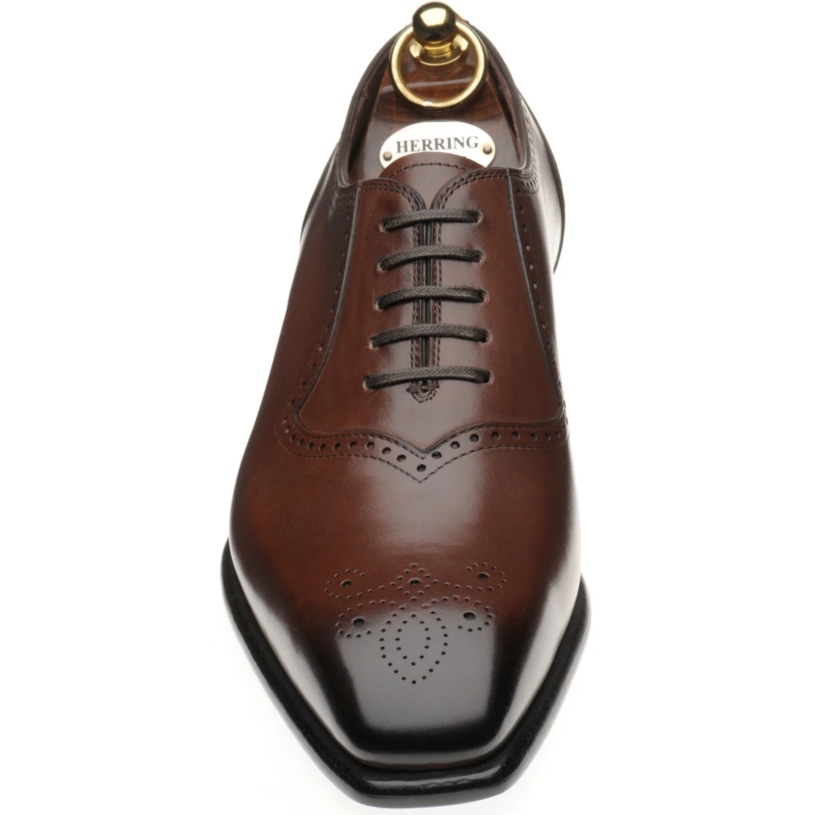 Herring Bournwell mens brogues in dark brown calf - Image 2