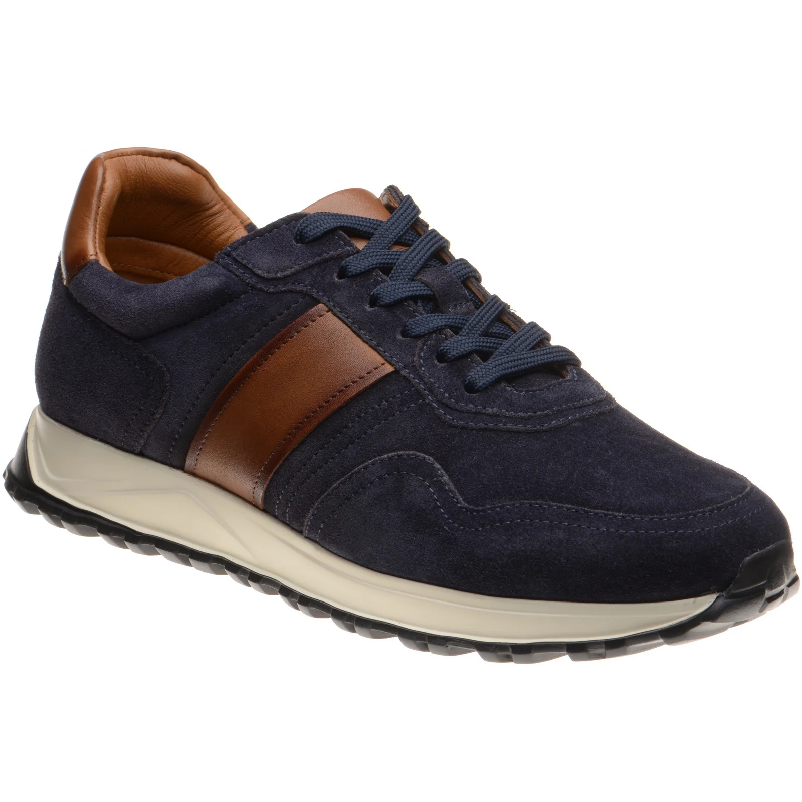 Herring Brisbane mens rubber-soled in navy suede and tan