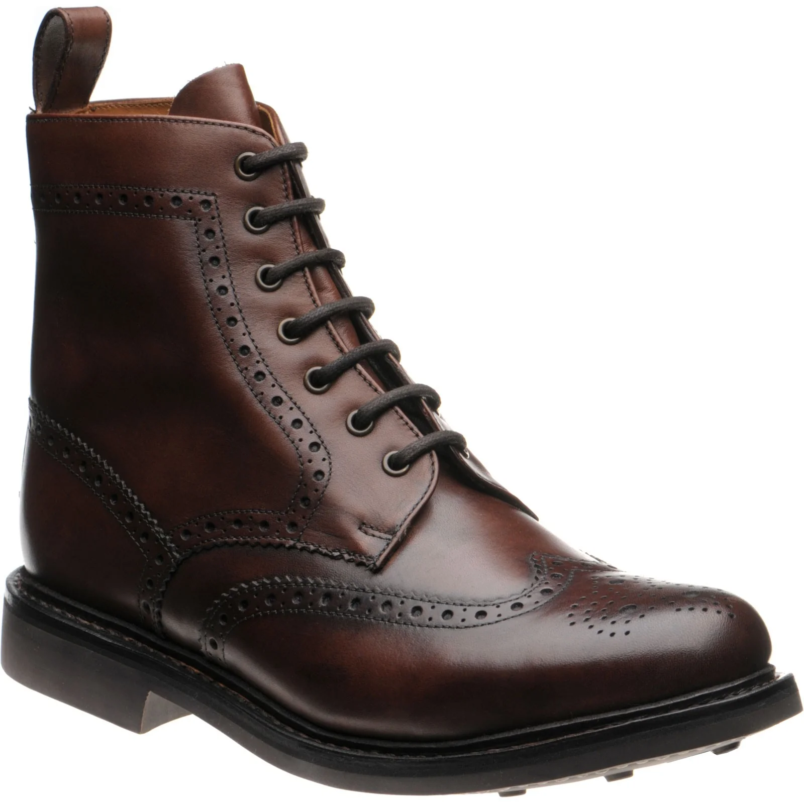 Herring Buxton (Rubber) mens rubber-soled brogue boots in brown calf (second)