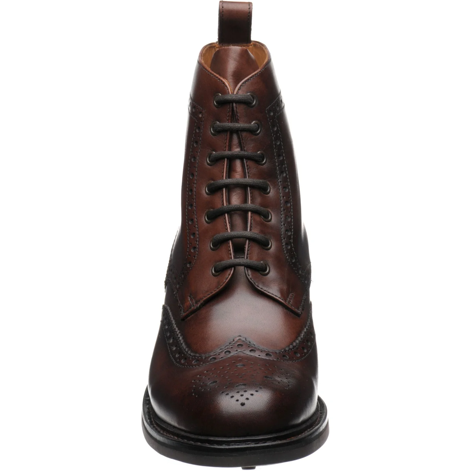 Herring Buxton (Rubber) mens rubber-soled brogue boots in brown calf (second) - Image 2