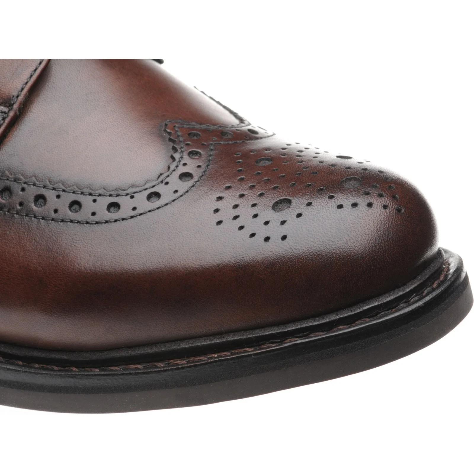 Herring Buxton (Rubber) mens rubber-soled brogue boots in brown calf (second) - Image 5