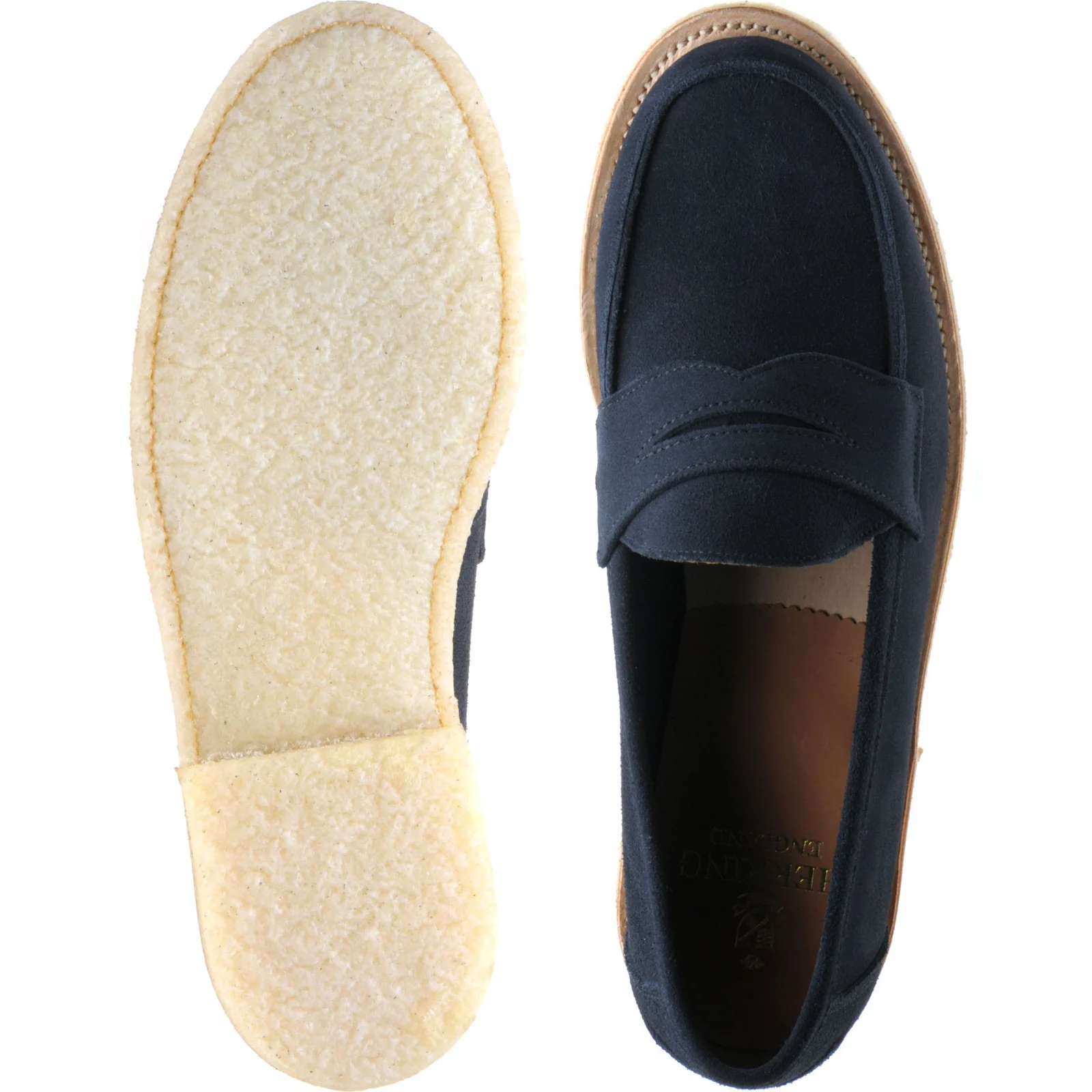 Herring Cannes mens rubber-soled loafers in navy suede - Image 3