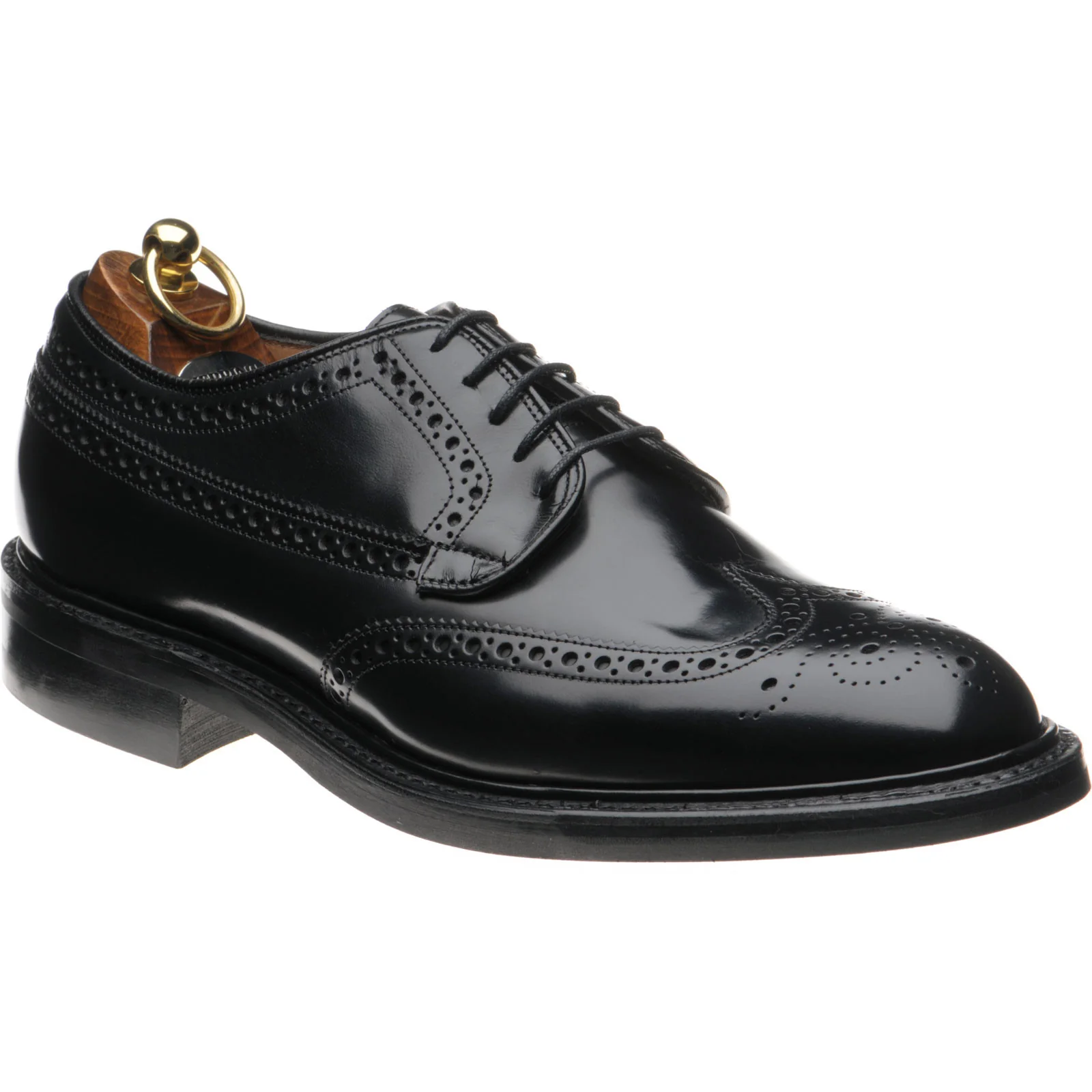 Herring Canning II (Rubber) mens rubber-soled brogues in black polished
