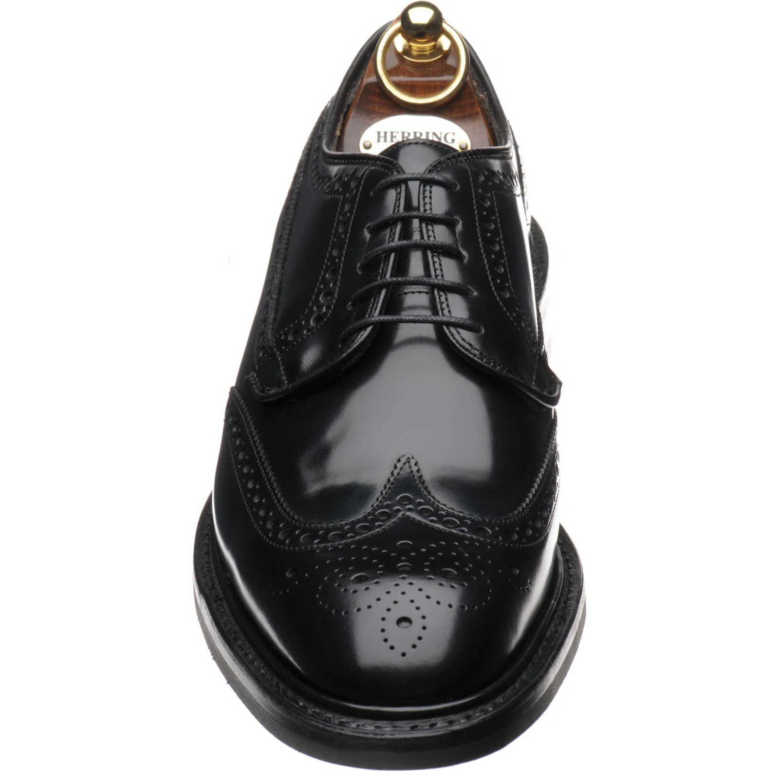 Herring Canning II (Rubber) mens rubber-soled brogues in black polished - Image 2