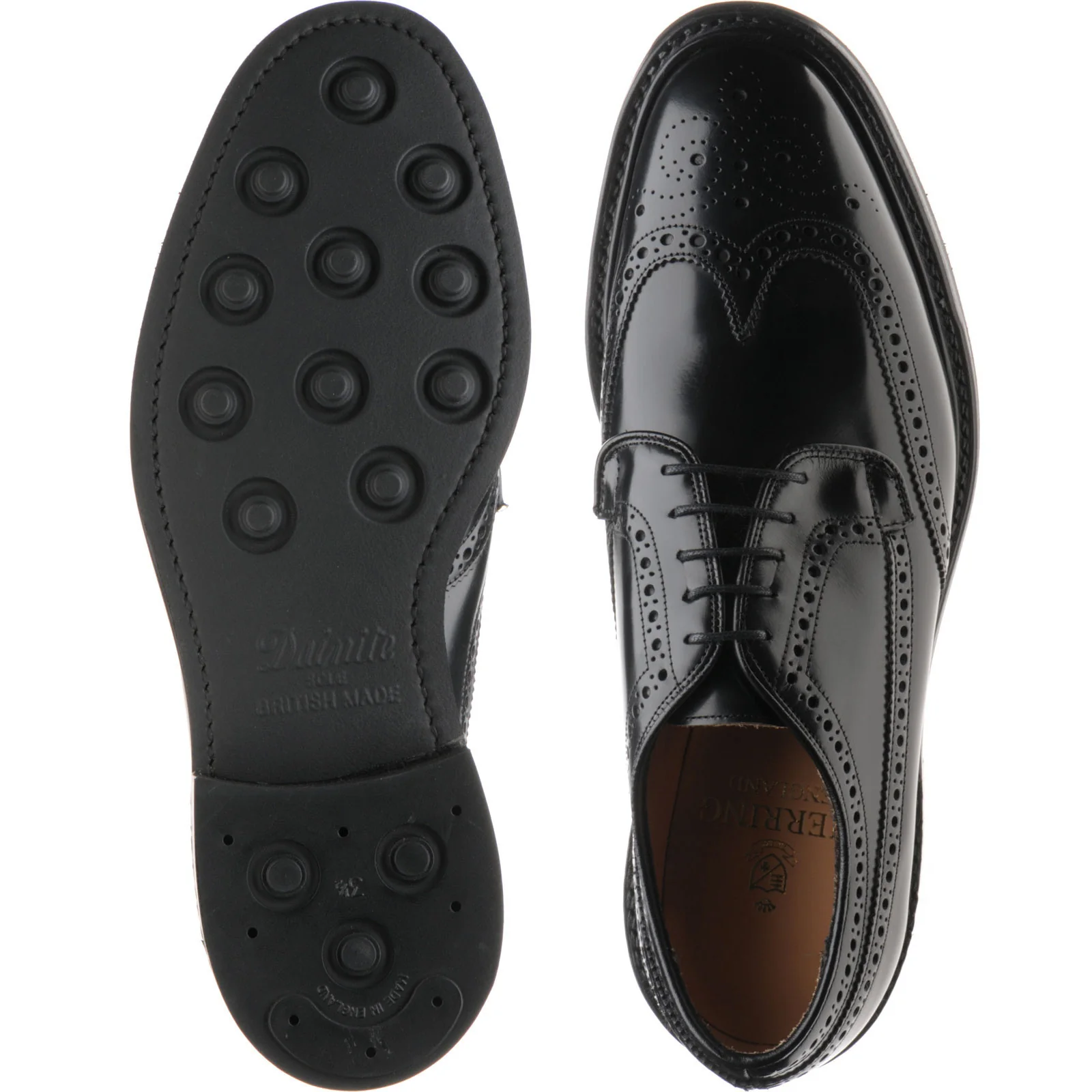 Herring Canning II (Rubber) mens rubber-soled brogues in black polished - Image 3