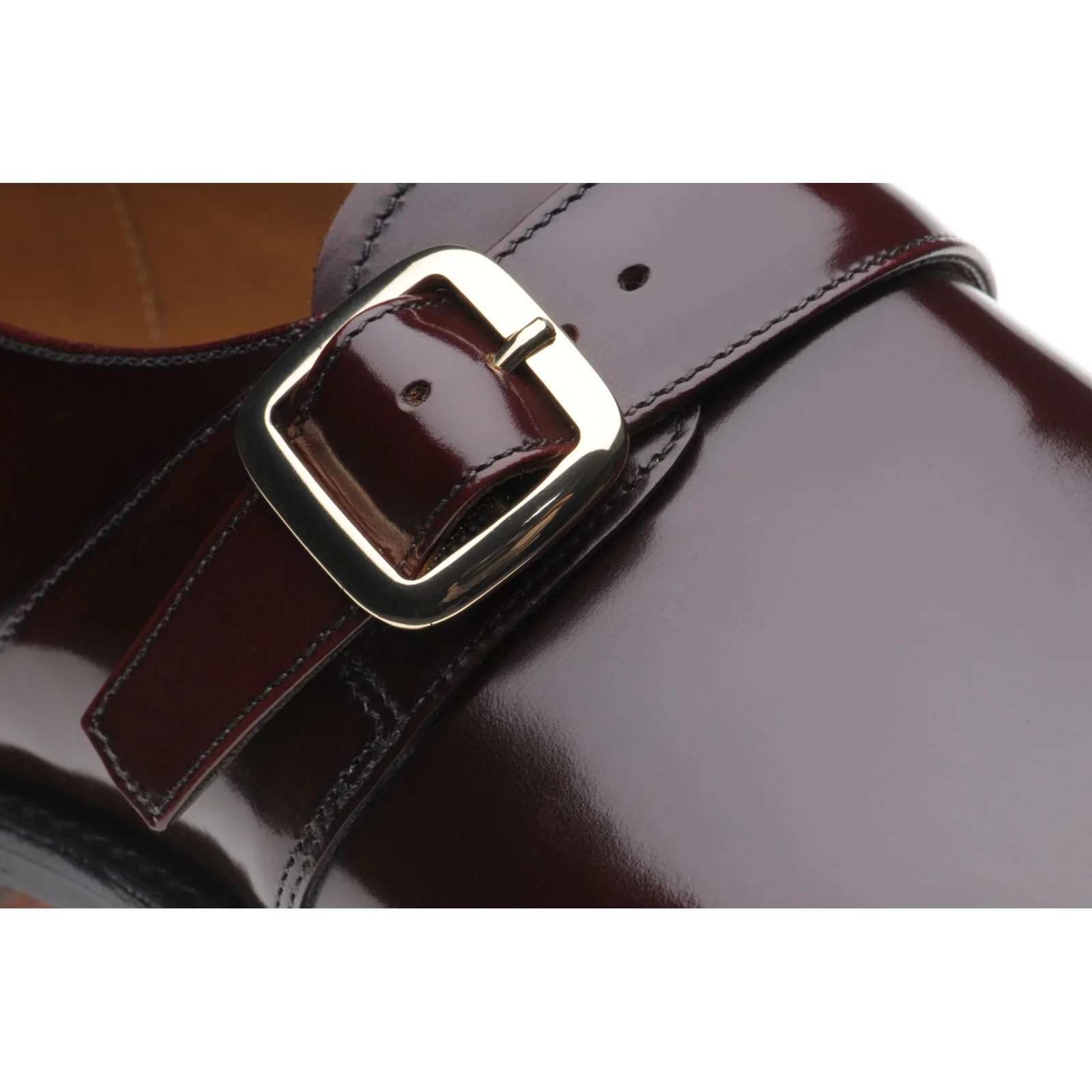 Herring Cardiff II mens monk shoes in burgundy polished (second) - Image 4