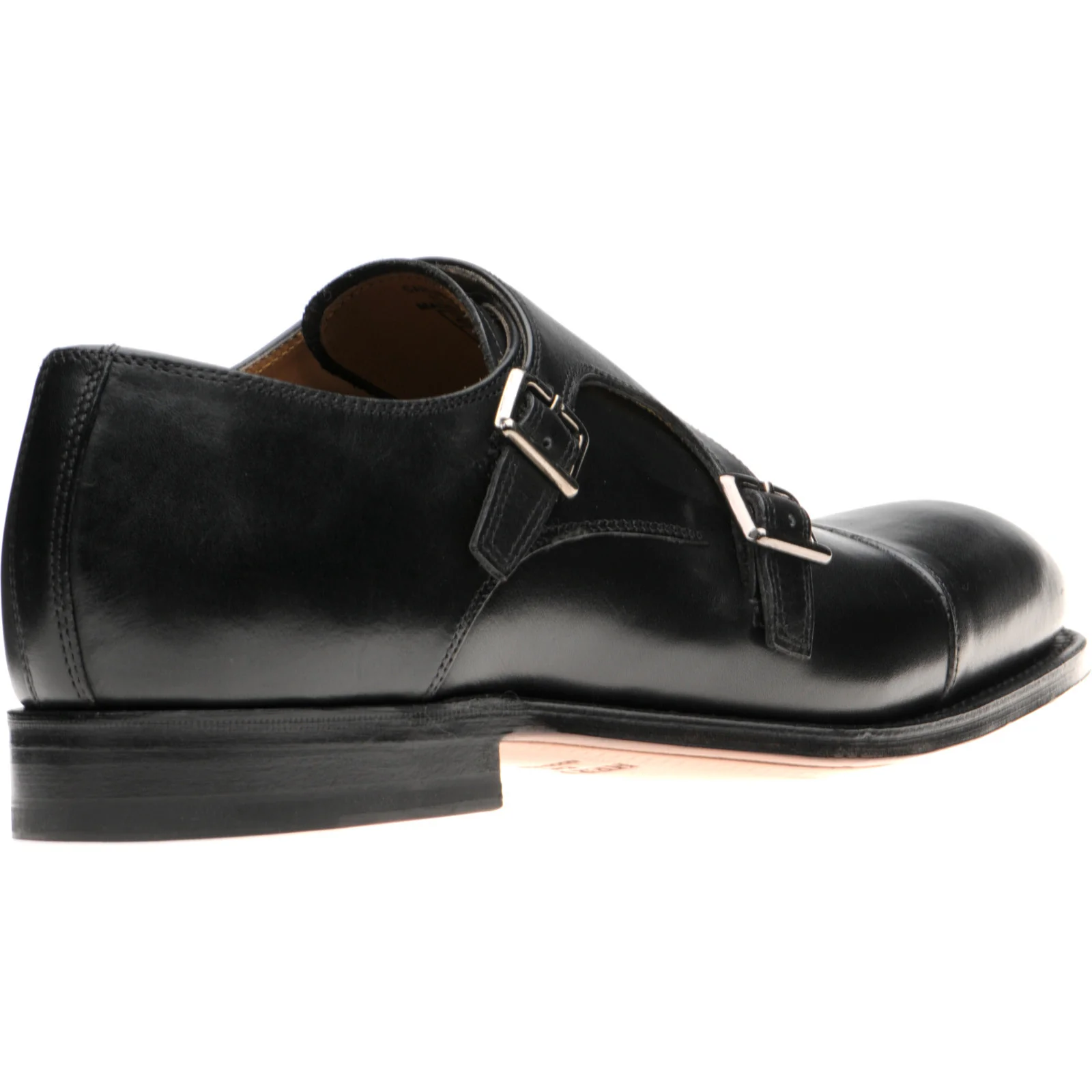 Herring Carlisle mens monk shoes in black calf - Image 4