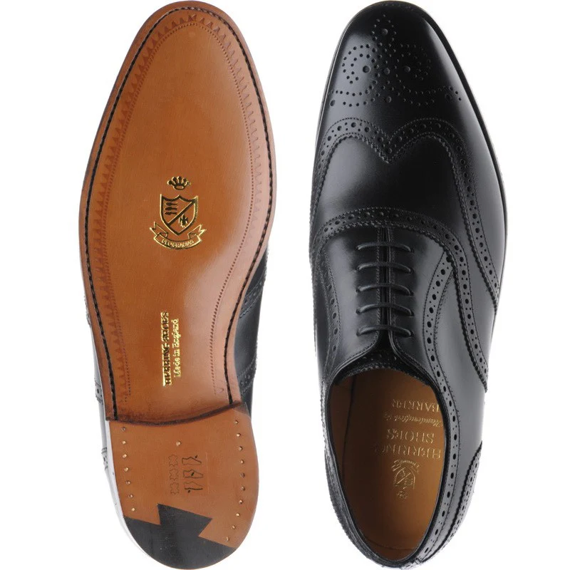 Herring Carnaby mens brogues in black calf (second) - Image 3