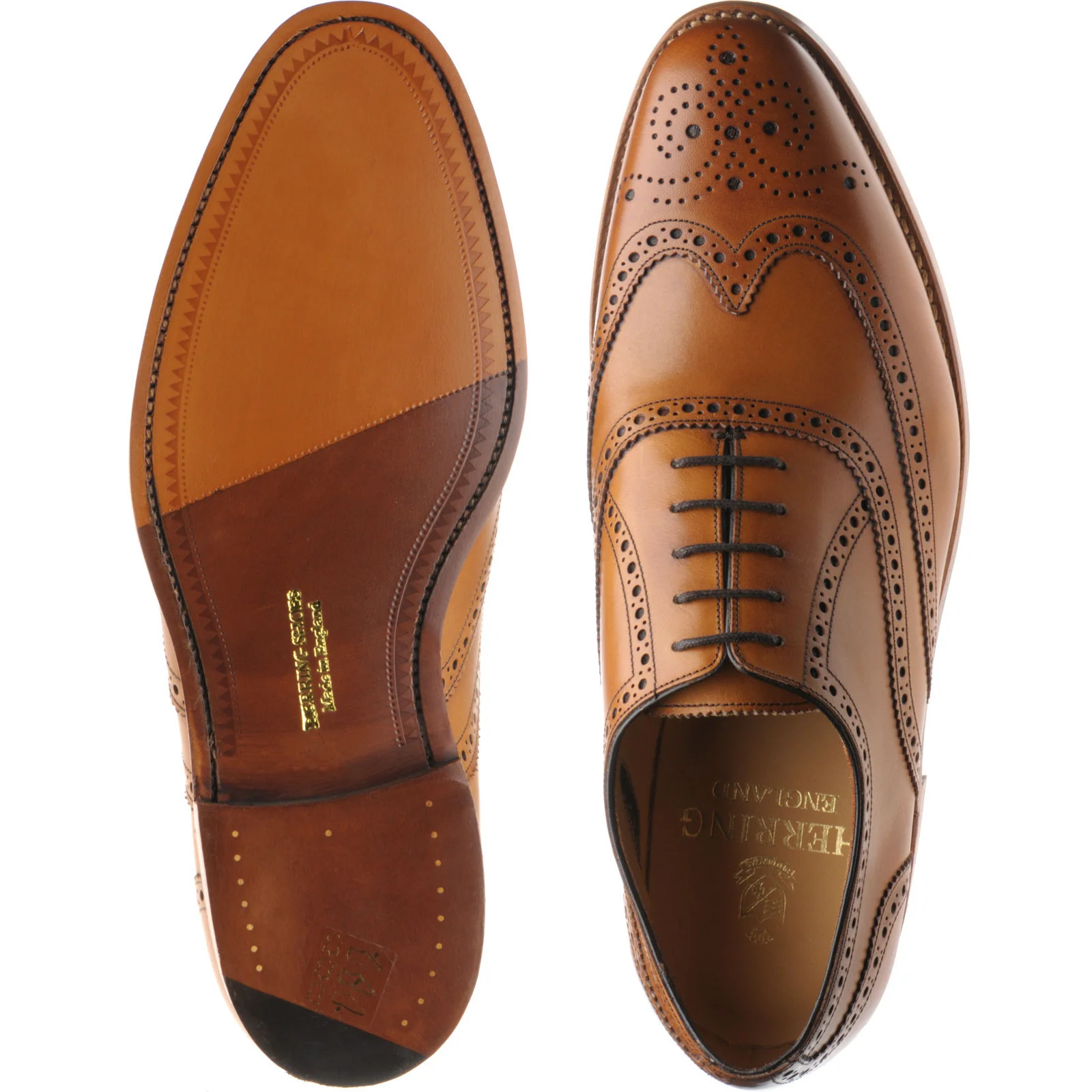 Herring Carnaby mens brogues in chestnut calf - Image 3
