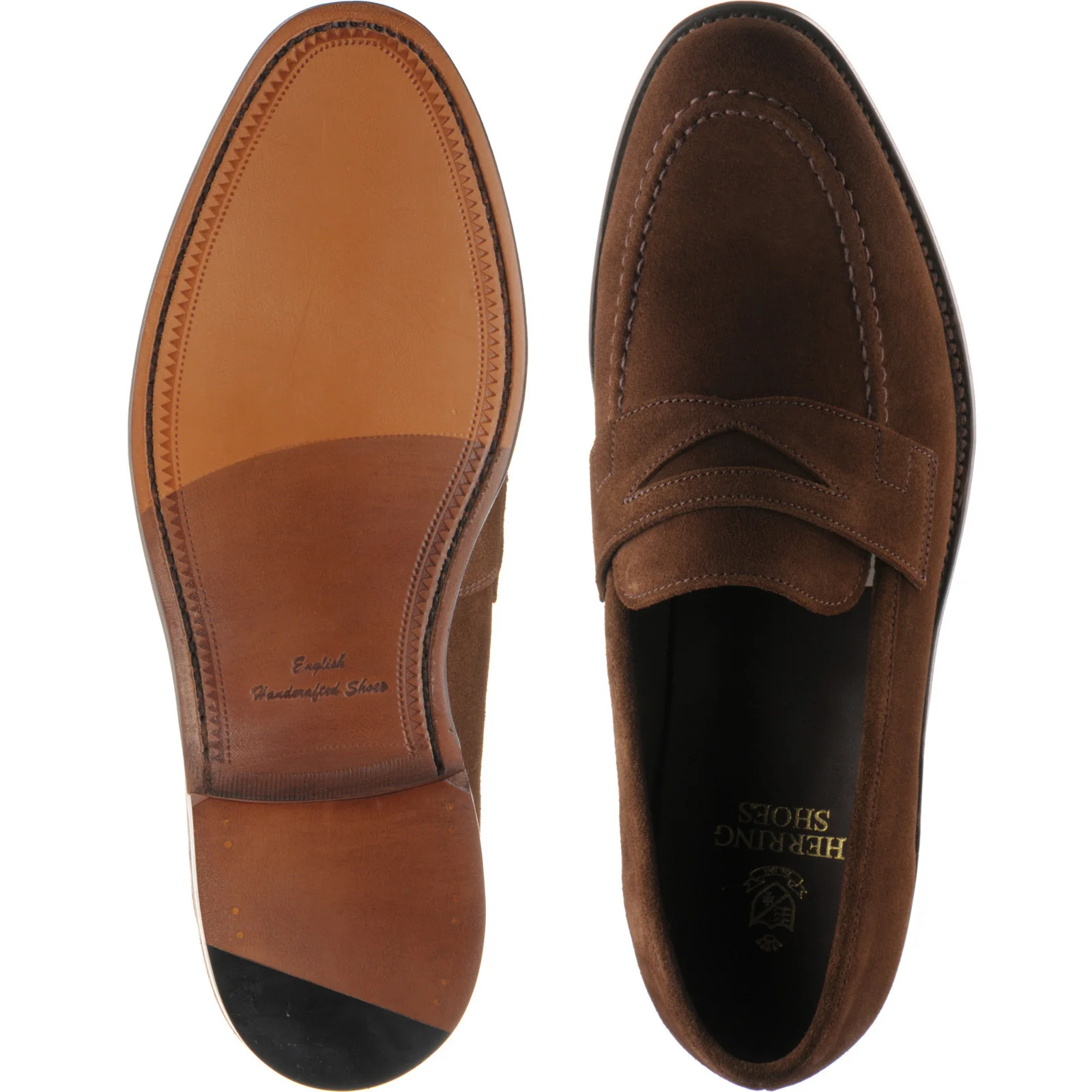 Herring Charlton mens loafers in brown suede - Image 3