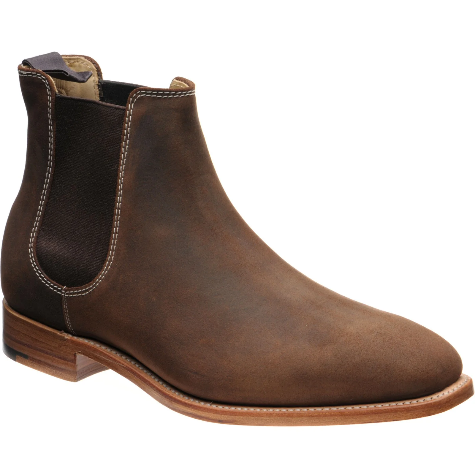 Herring Coburn mens Chelsea boots in brown waxy suede