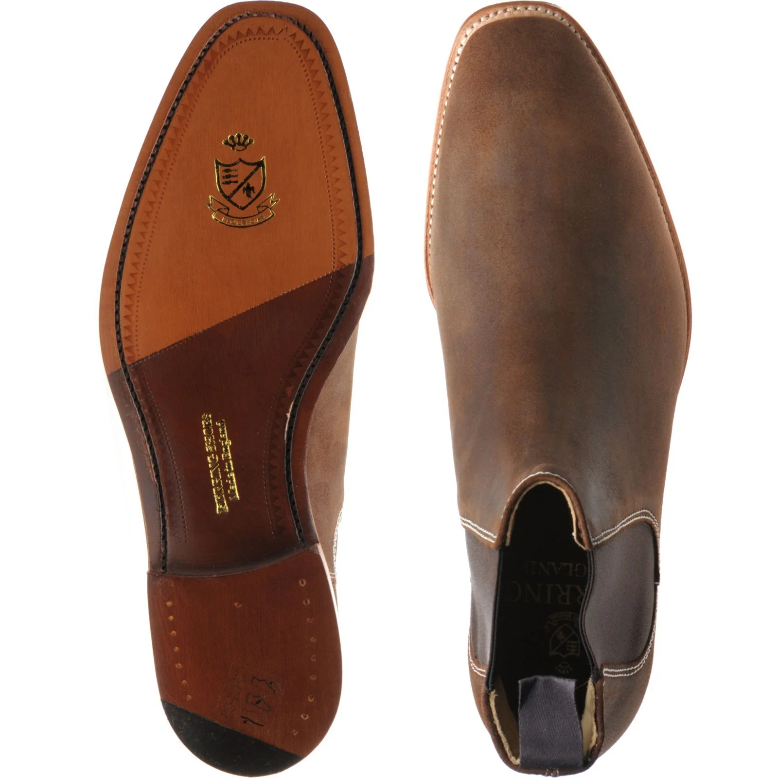 Herring Coburn mens Chelsea boots in brown waxy suede - Image 3