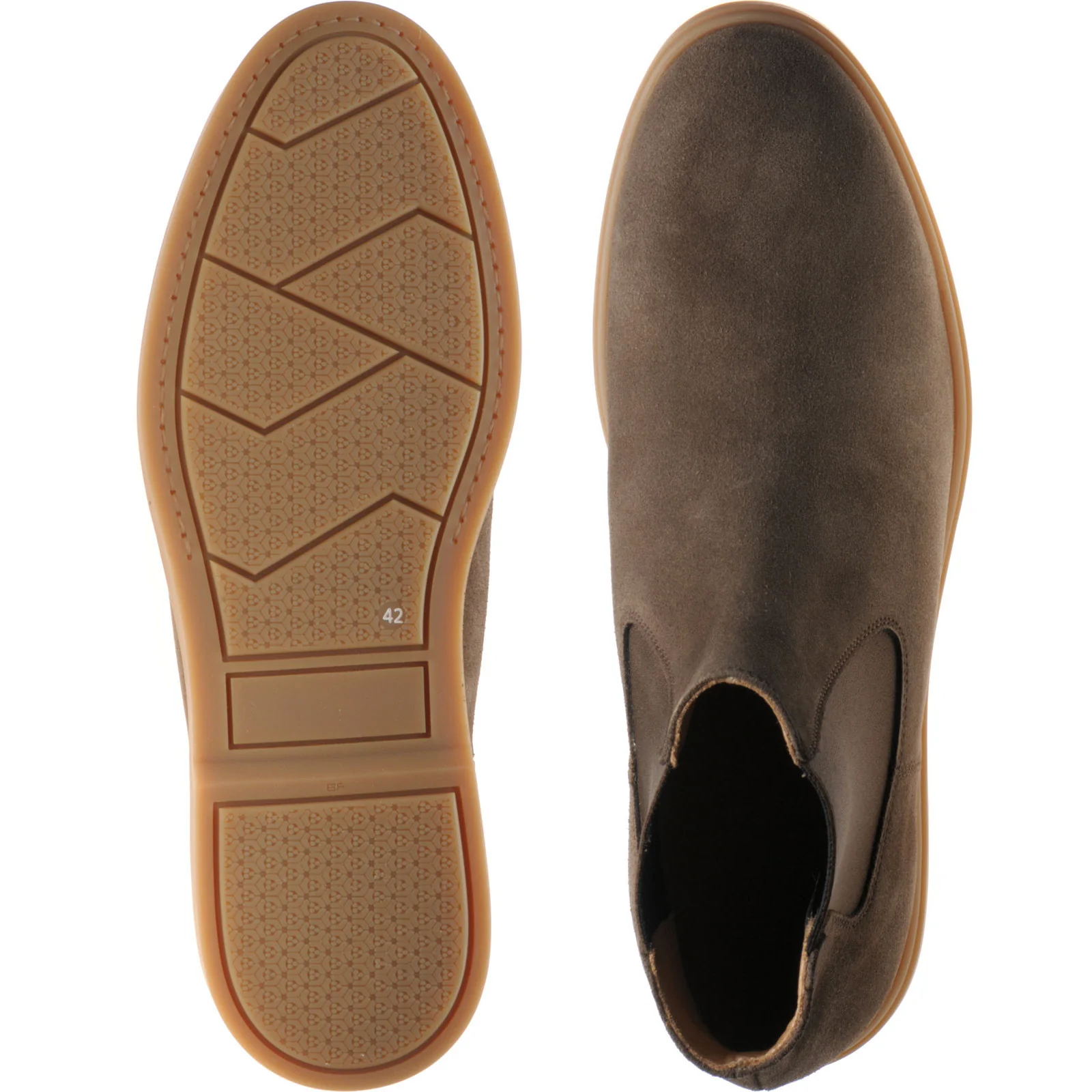 Herring Corvette mens rubber-soled Chelsea boots in brown suede - Image 3