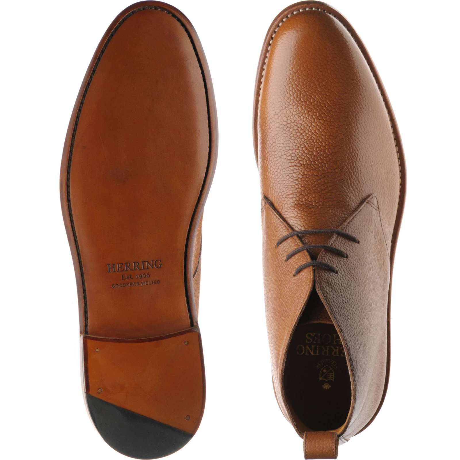 Herring Cosdon mens Chukka boots in tan grain - Image 3