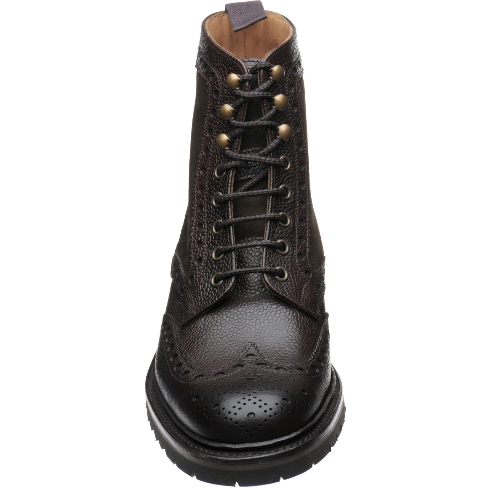 Herring Crosthwaite mens two-tone rubber-soled brogue boots in walnut calf and brown suede - Image 2
