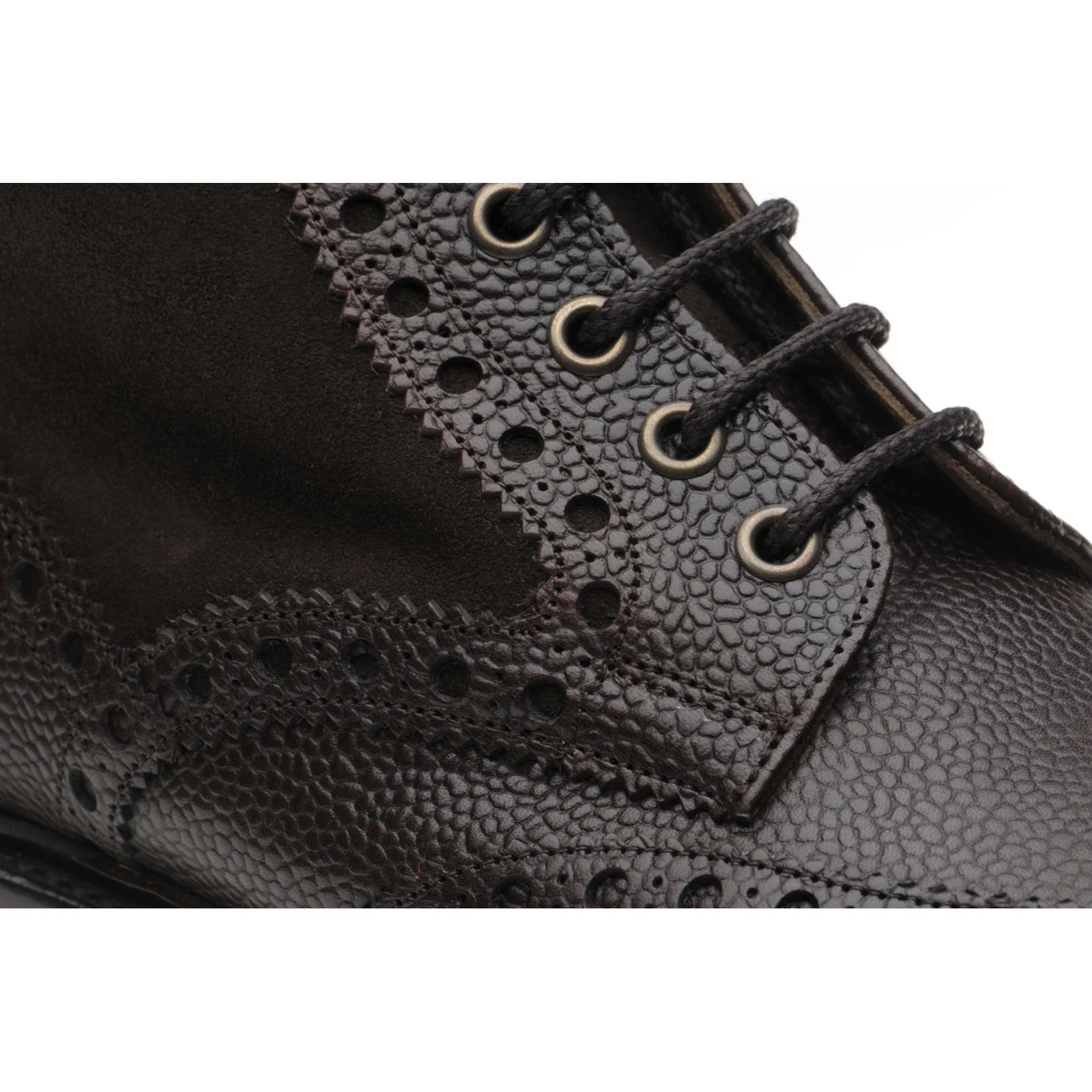 Herring Crosthwaite mens two-tone rubber-soled brogue boots in walnut calf and brown suede - Image 4