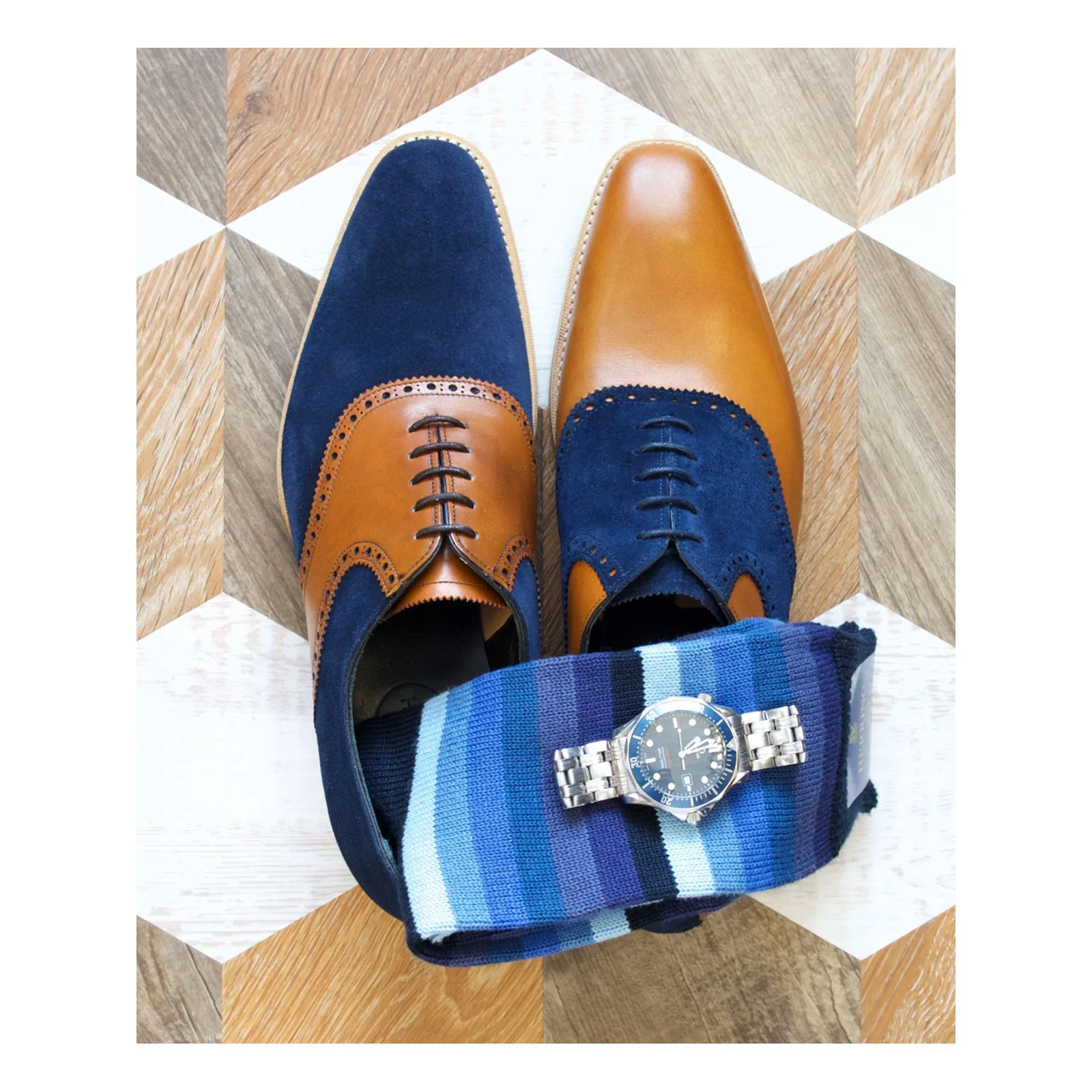 Herring Cuthbert Sock in navy multi - Image 2