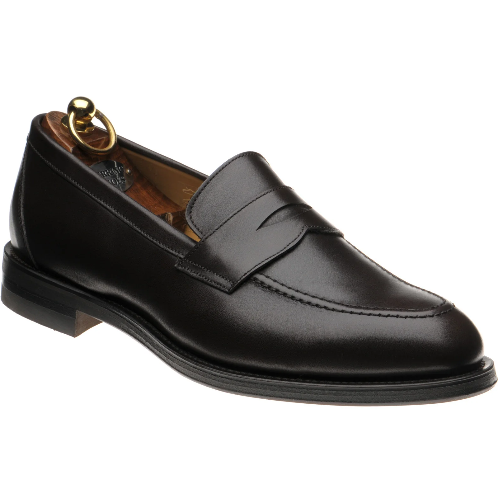 Herring Dunham II Rubber mens rubber-soled loafers in dark brown calf