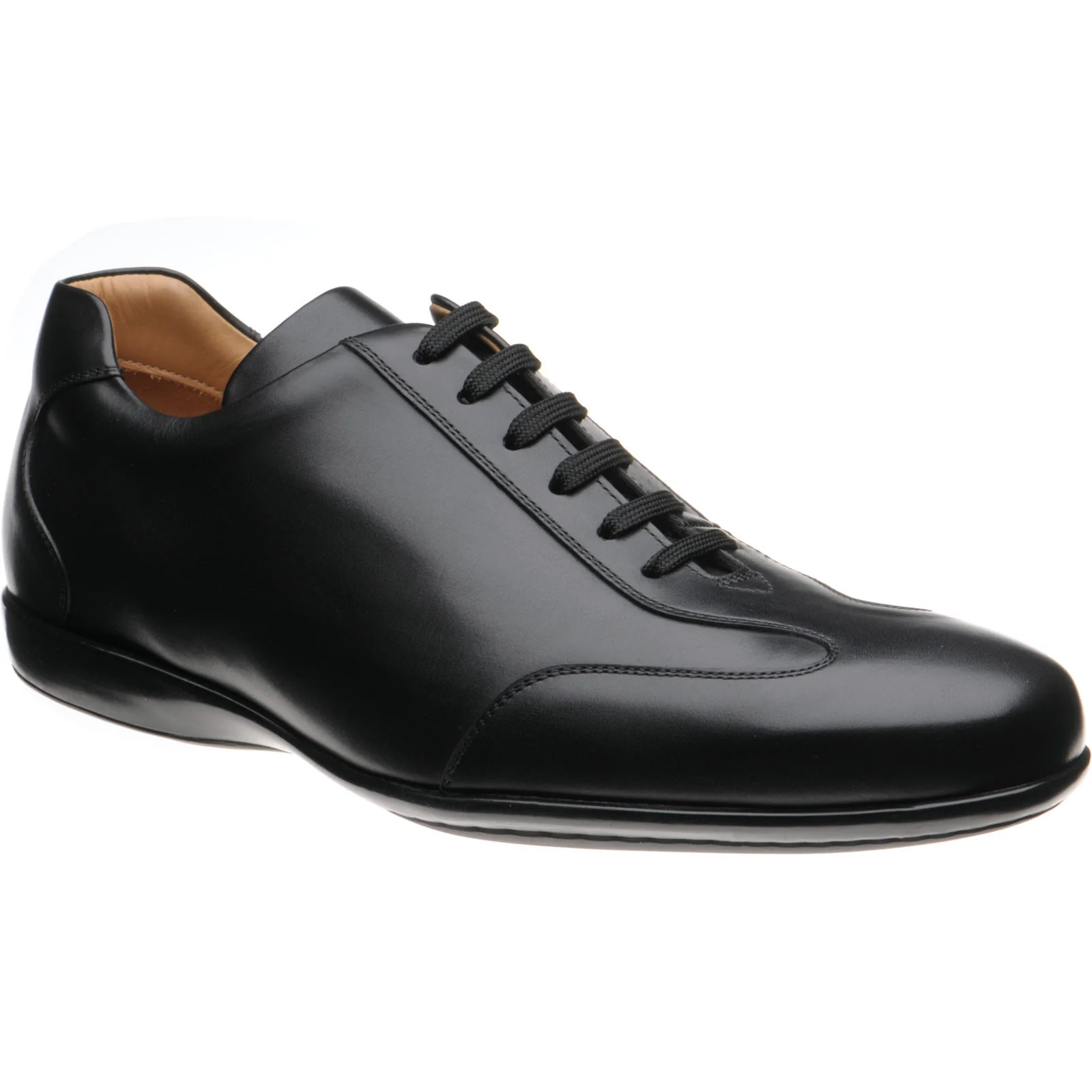 Herring Duxford mens rubber-soled trainers in black calf