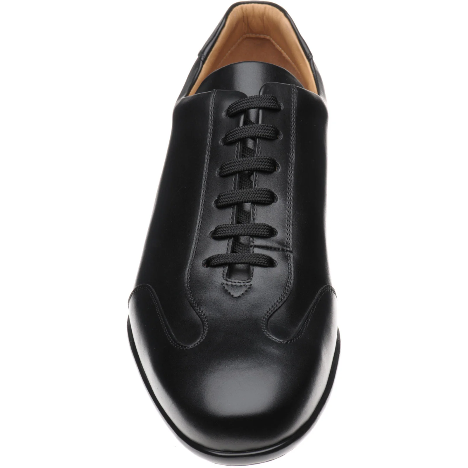 Herring Duxford mens rubber-soled trainers in black calf - Image 2