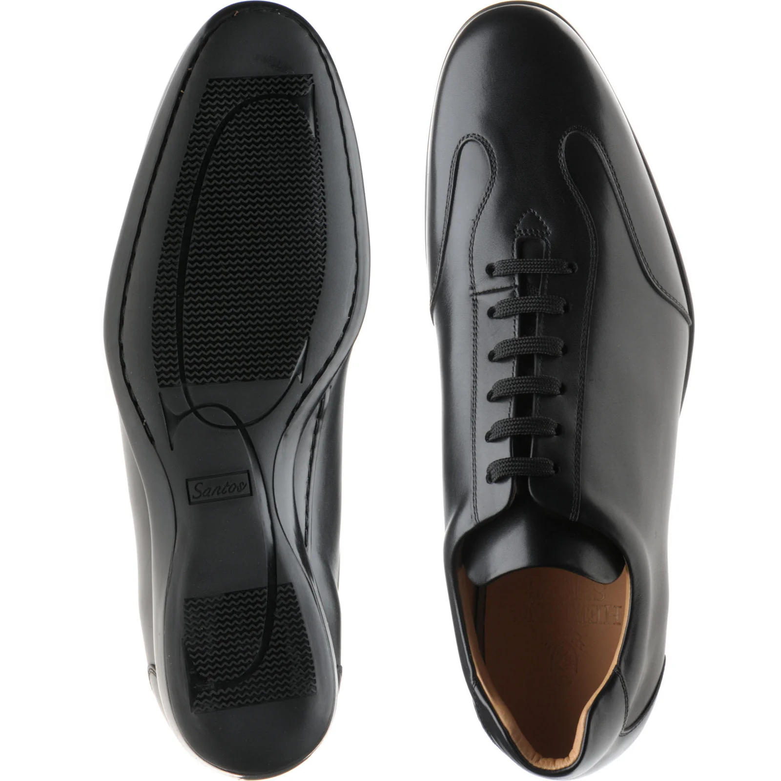 Herring Duxford mens rubber-soled trainers in black calf - Image 3