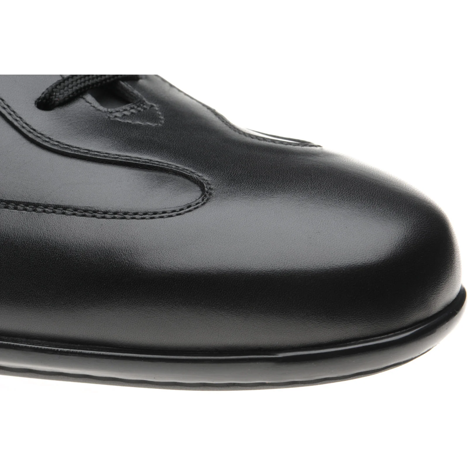 Herring Duxford mens rubber-soled trainers in black calf - Image 5