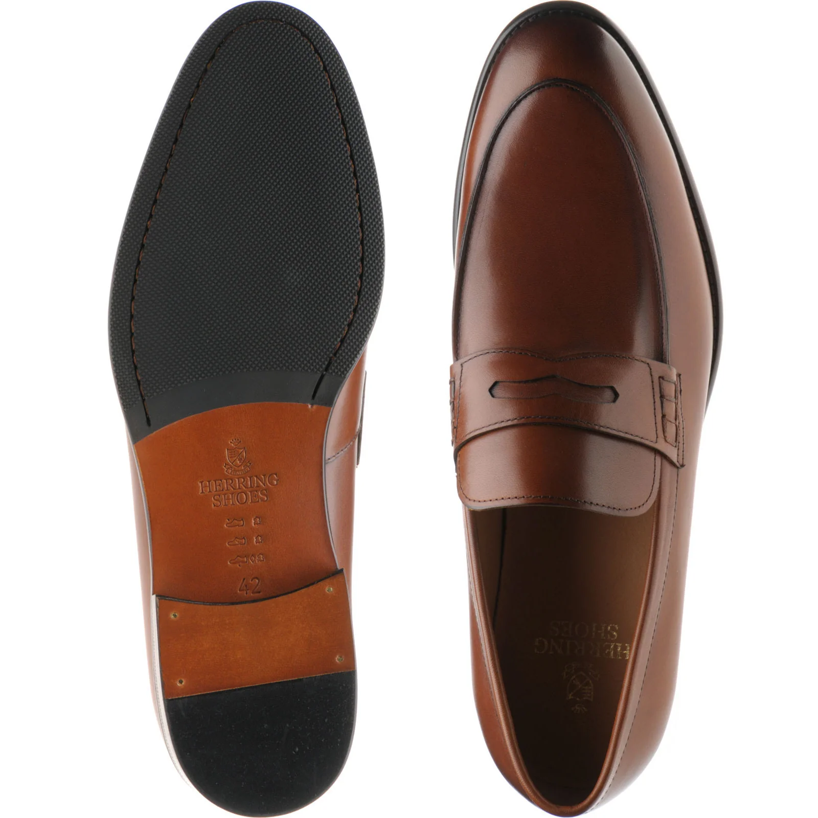 Herring Edmonton II mens hybrid-soled loafers in brown calf (second) - Image 3
