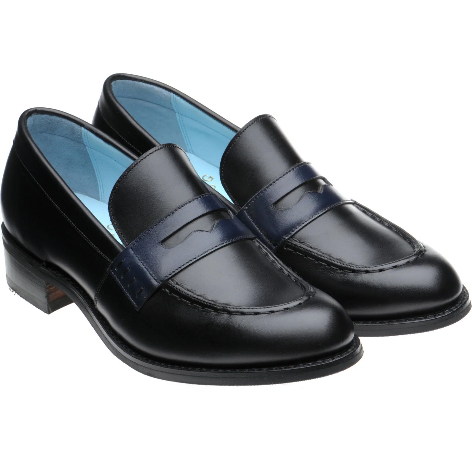 Herring Emma ladies rubber-soled loafers in black and navy calf