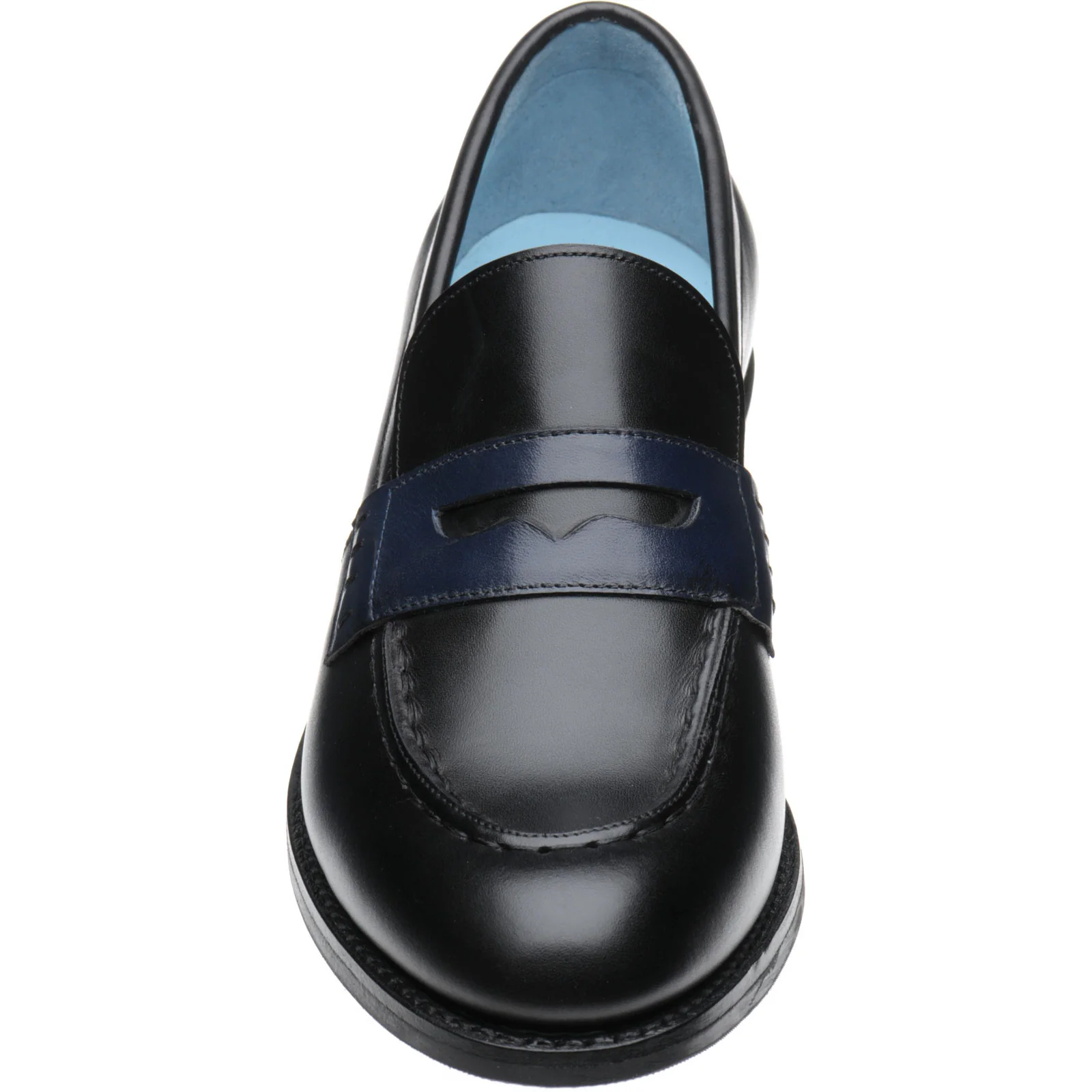 Herring Emma ladies rubber-soled loafers in black and navy calf - Image 2