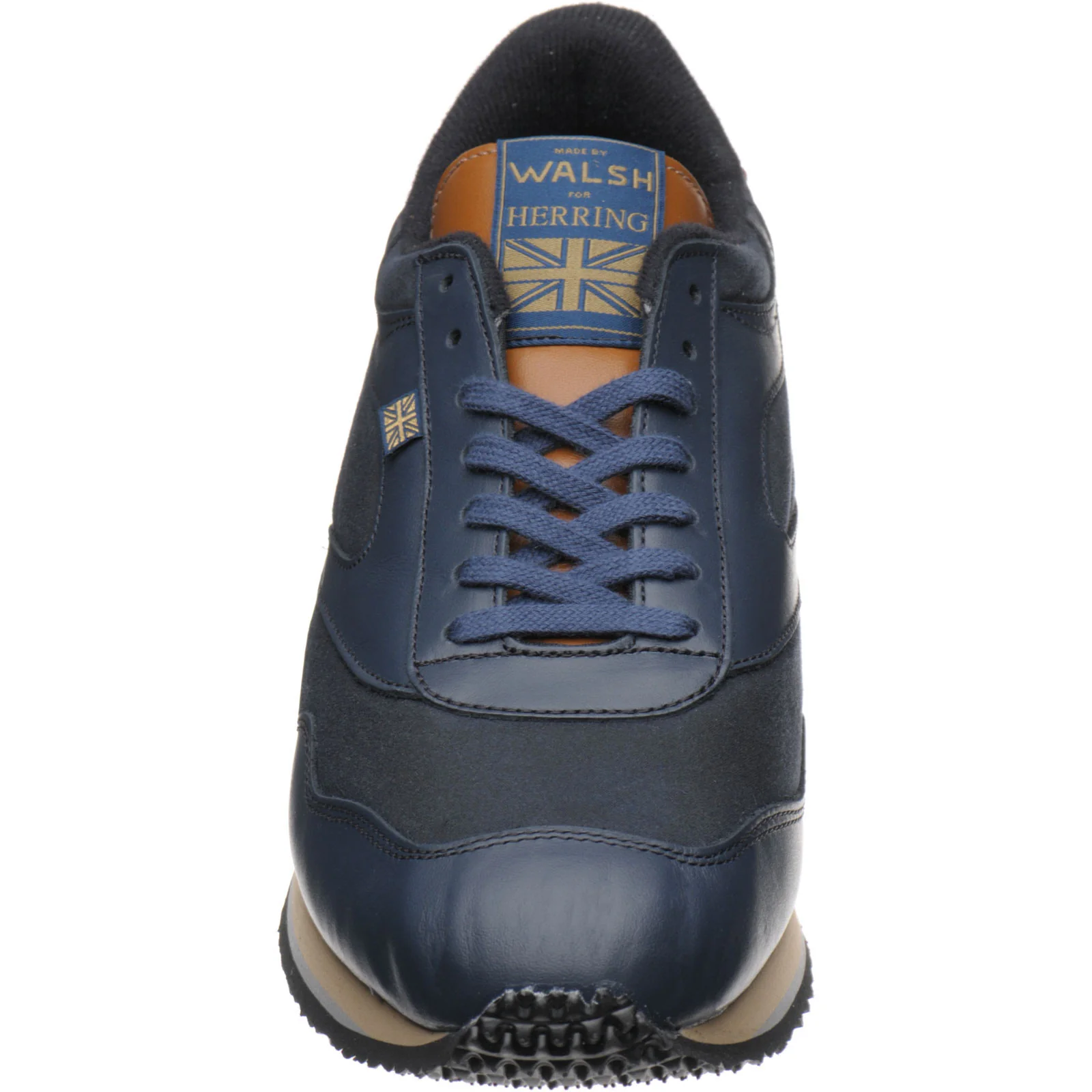 Herring Ensign Trainer mens rubber-soled trainers in navy calf and navy waxed cotton - Image 2
