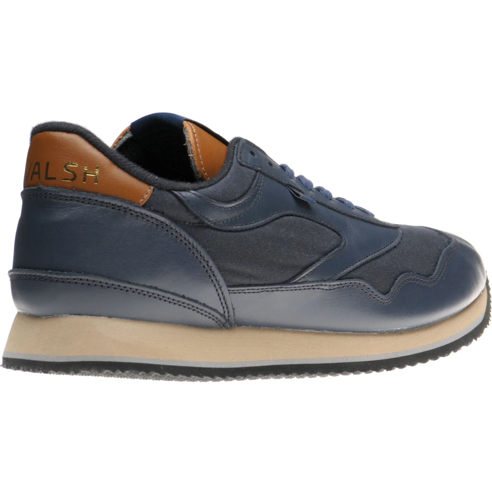 Herring Ensign Trainer mens rubber-soled trainers in navy calf and navy waxed cotton - Image 4
